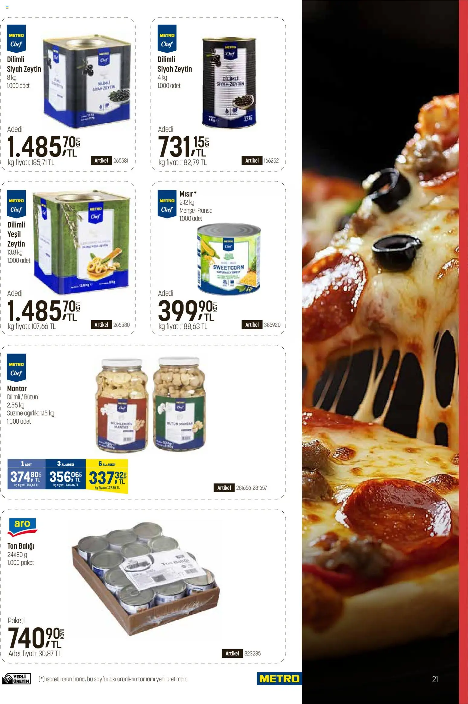 Metro - Fast Food Kataloğu - 15.04.2026 tarihinden itibaren geçerlidir | Sayfa: 21 | Ürünler: Zeytin, Mantar, Ton balığı, Ağırlık