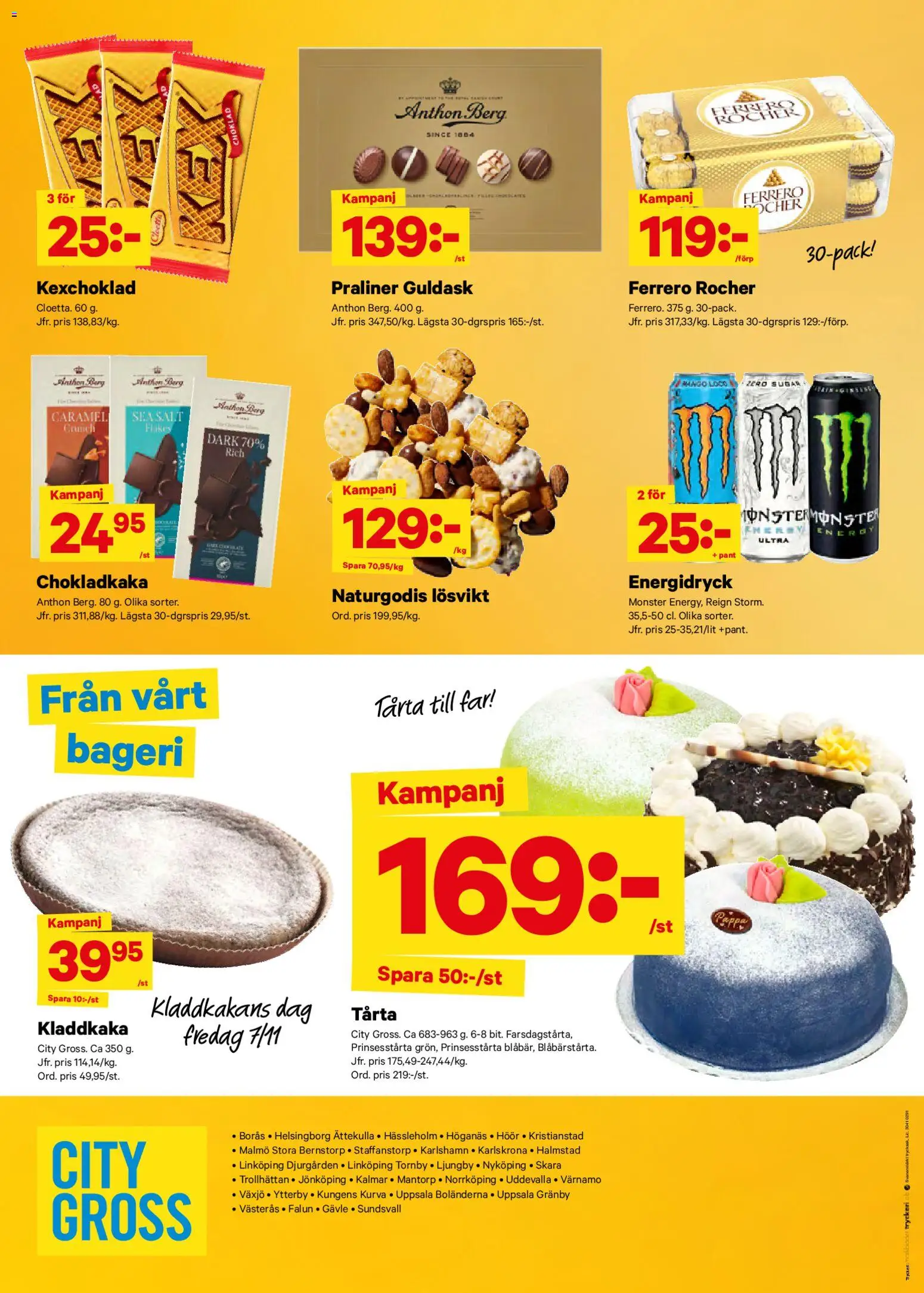 City Gross reklamblad aktuell från 03.11.2025 | Sida: 8 | Produkter: Bageri, Chokladkaka, Energidryck, Mango