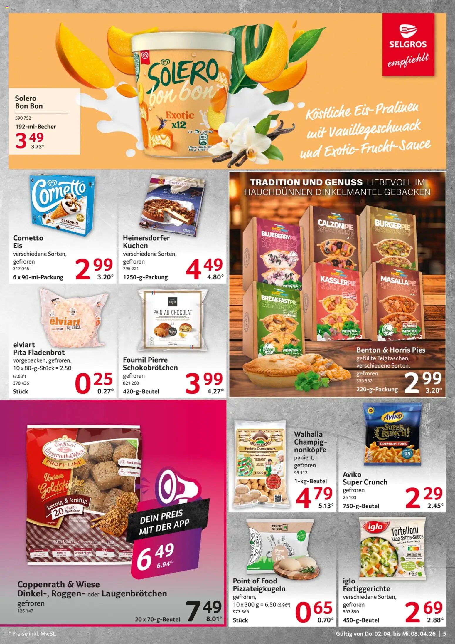 Selgros Prospekt 	 – gültig ab 02.04.2026 | Seite: 5 | Produkte: Champignons, Fertiggerichte, Blaubeeren, Kuchen