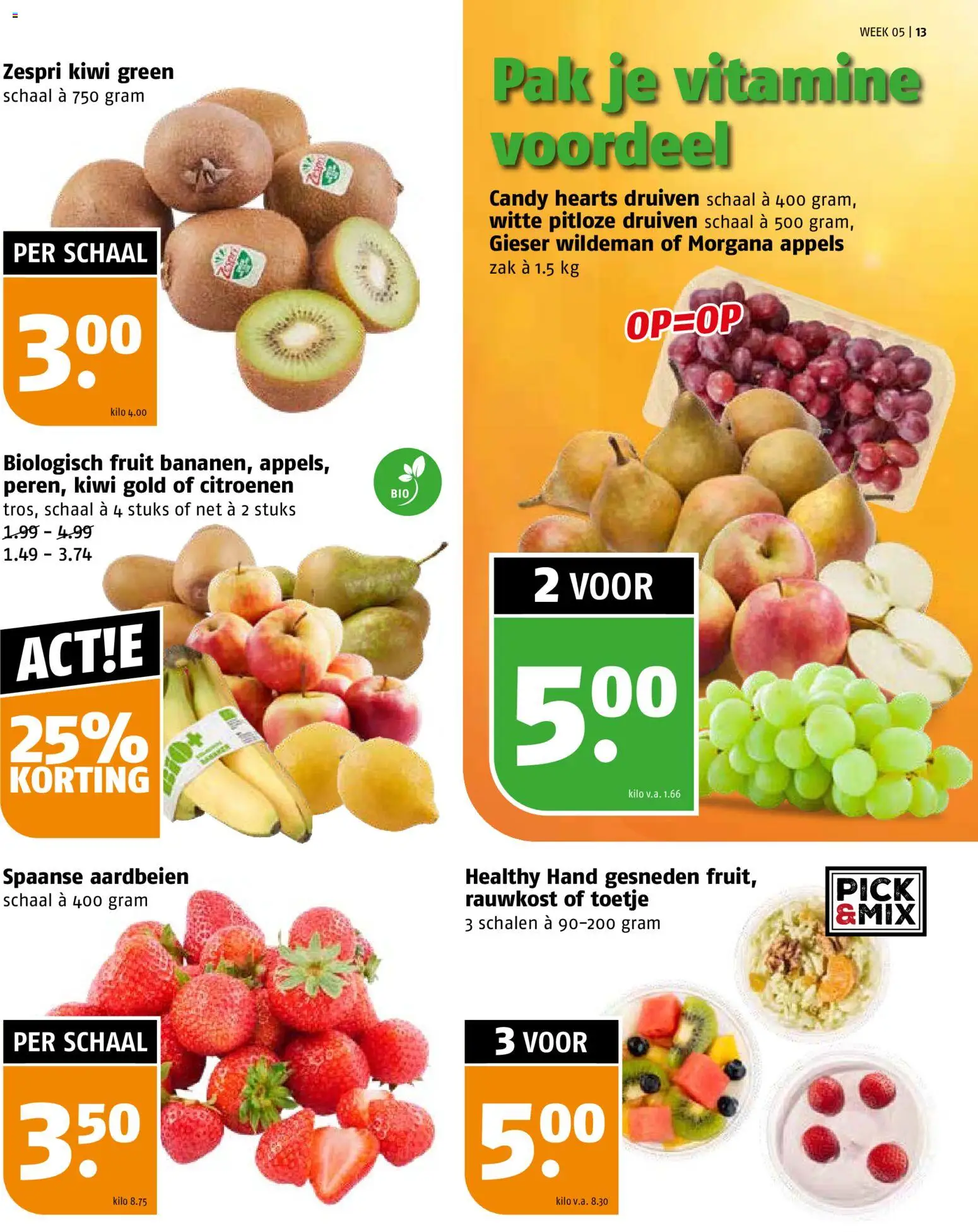 {H1} | Pagina: 13 | Producten: Kiwi, Zak, Fruit, Druiven