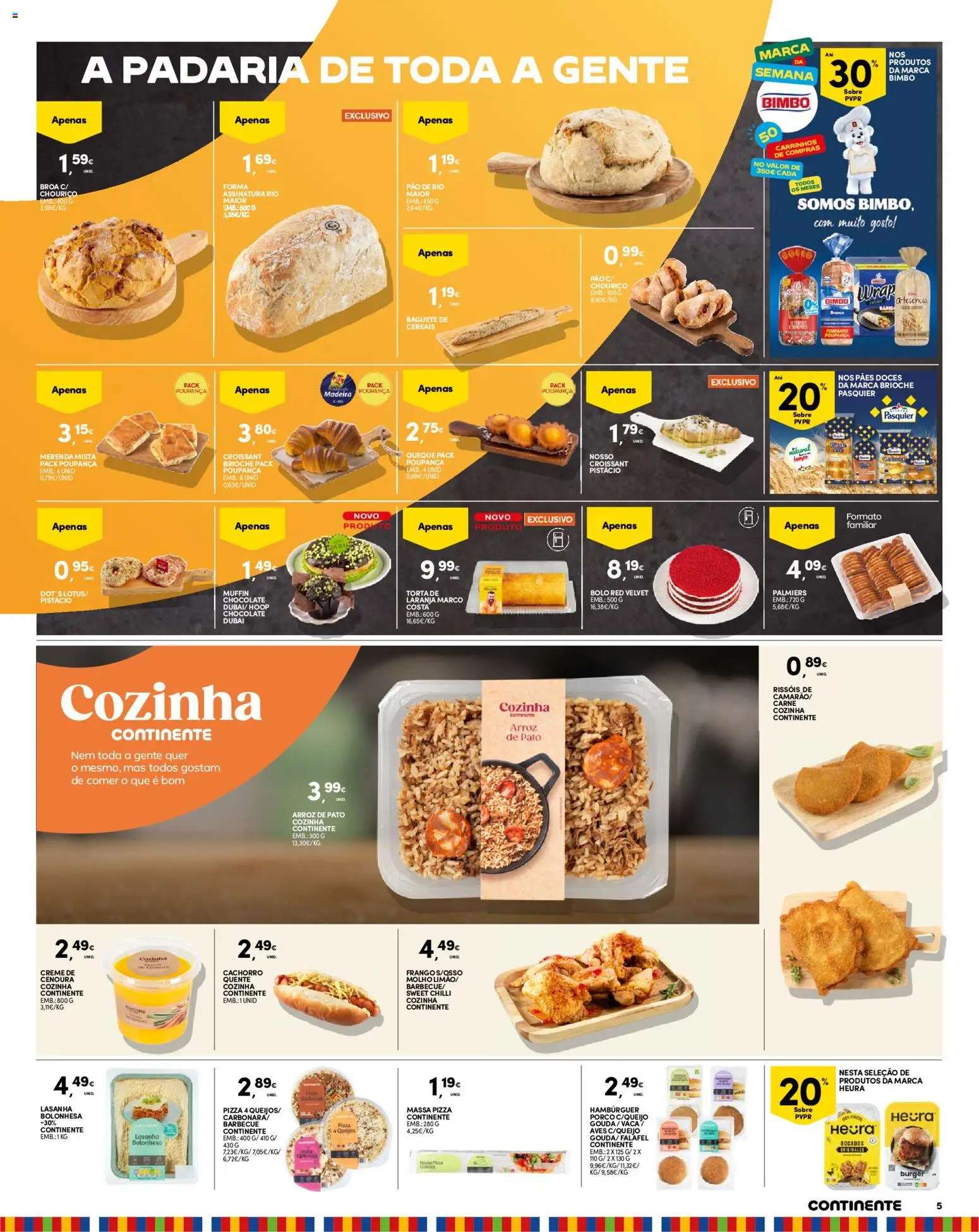 Continente - Madeira │ válido de 13.01.2026 | Página: 5 | Produtos: Hambúrguer, Pizza, Doces, Torta