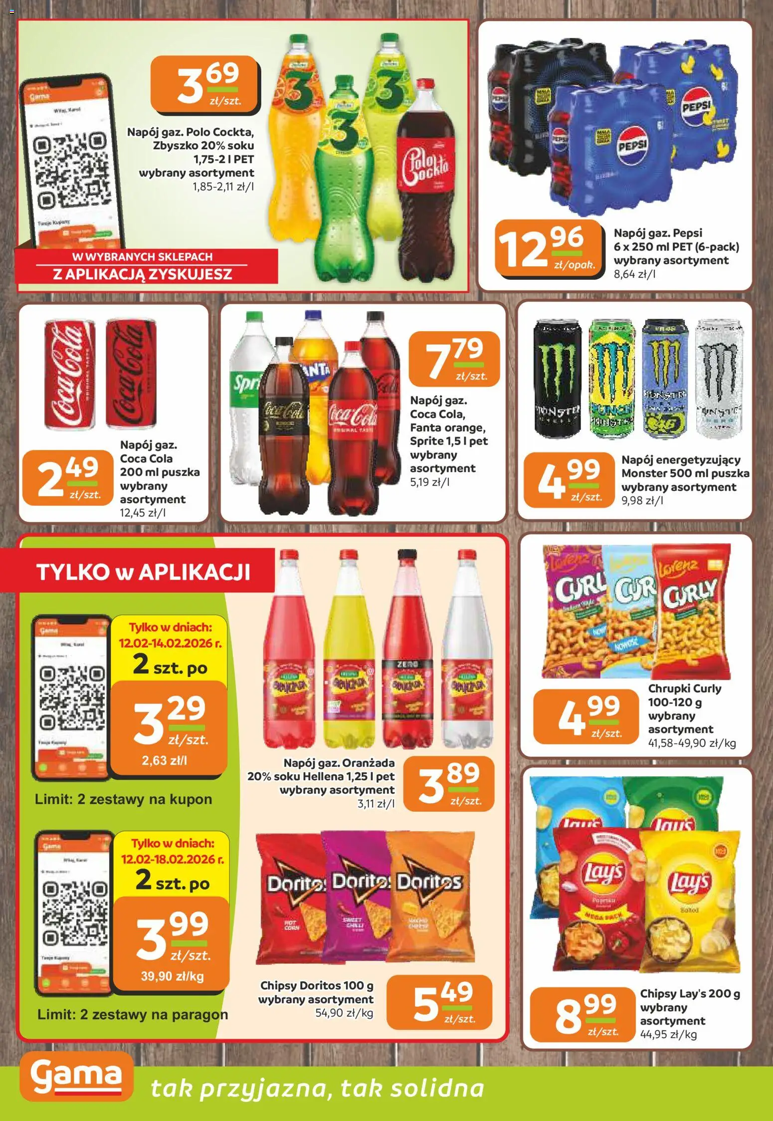 Gama Gazetka od 12.02.2026 | Strona: 10 | Produkty: Chipsy, Pepsi, Sprite, Doritos