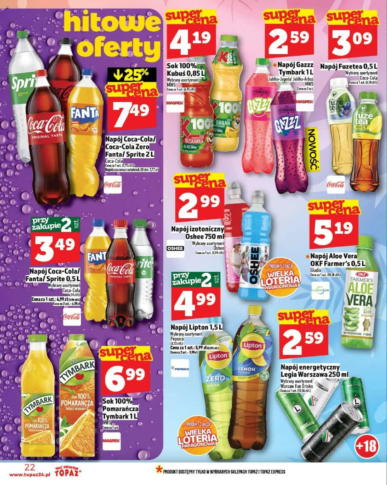 Topaz Gazetka MAZ od 11.09.2025 | Strona: 22 | Produkty: Ice Tea, Sprite, Coca cola, Sok
