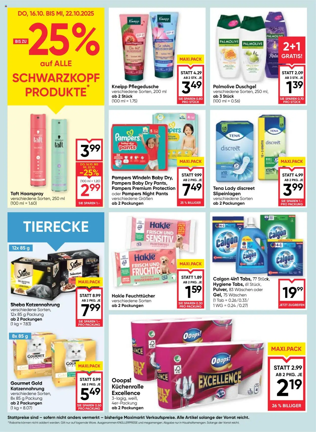 Maximarkt Flugblatt gültig ab 16.10.2025 | Seite: 16 | Produkte: Wassermelone, Pampers, Haarspray, Duschgel