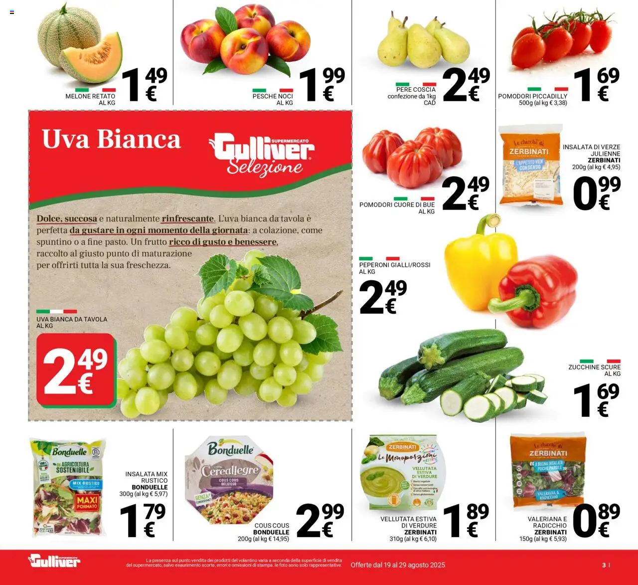 Volantino Gulliver del 19.08.2025 | Pagina: 3 | Prodotti: Insalata, Verdure, Noci, Melone