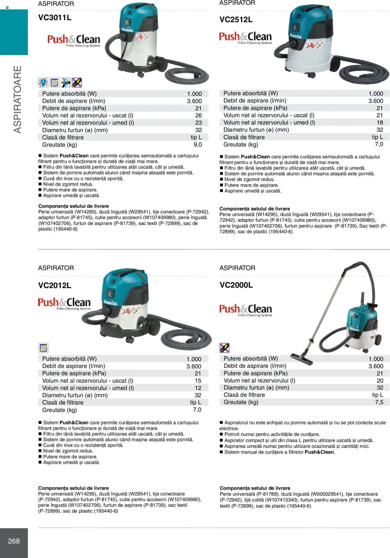 Makita catalog - Mașini Profesionale  – valabil de la 08.01.2025 | Pagină: 268 | Produse: Adaptor, Aspirator, Cutie, Perie