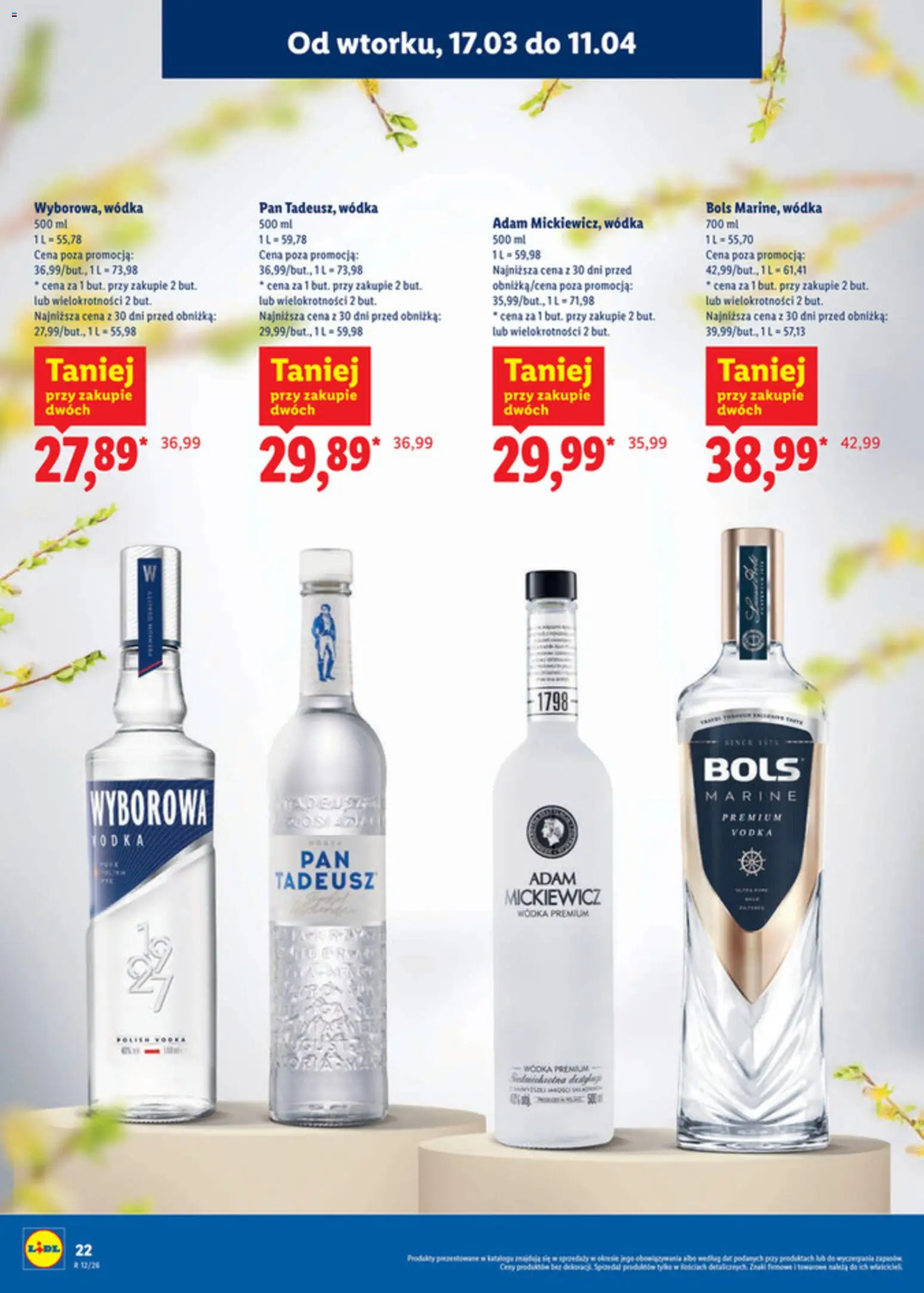 Lidl Katalog alkoholi mocnych i win od 17.03.2026 | Strona: 23 | Produkty: Vodka, Wódka