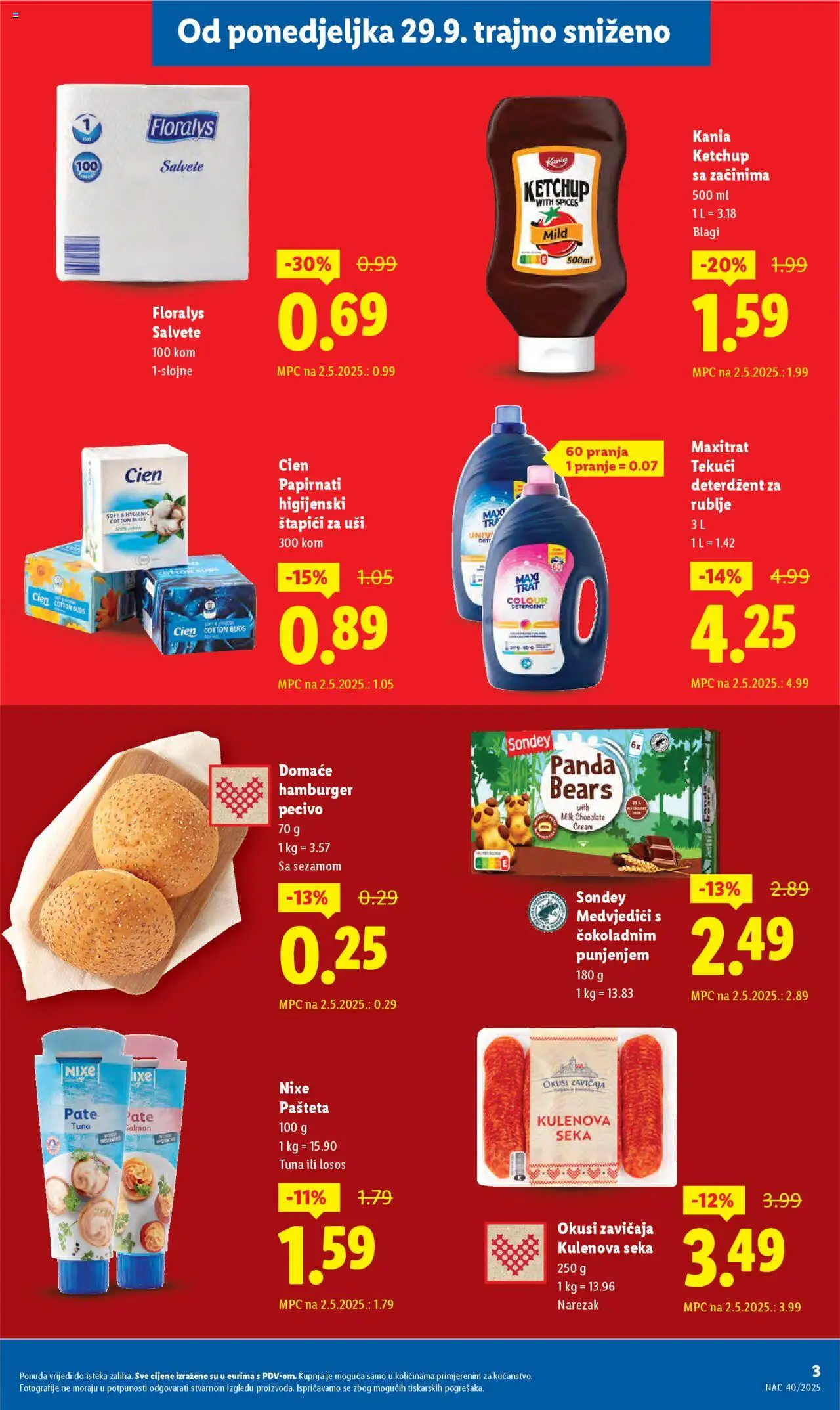 Lidl katalog | vrijedi od 29.09.2025 | Stranica: 3 | Proizvodi: Deterdžent, Salvete, Losos, Tekući deterdžent