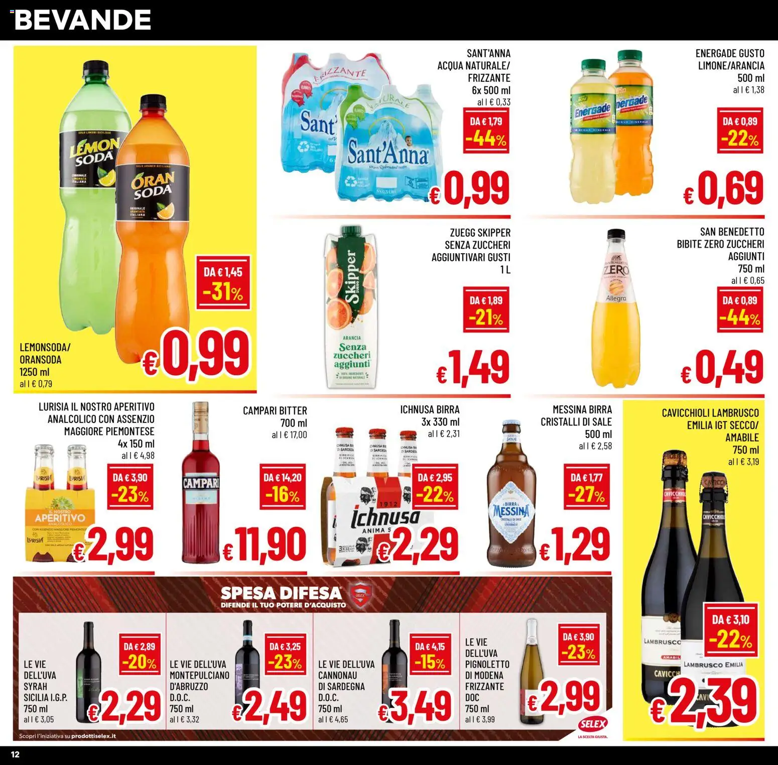 Volantino A&O del 26.11.2025 | Pagina: 12 | Prodotti: Acqua, Sale, Bibite, Birra messina