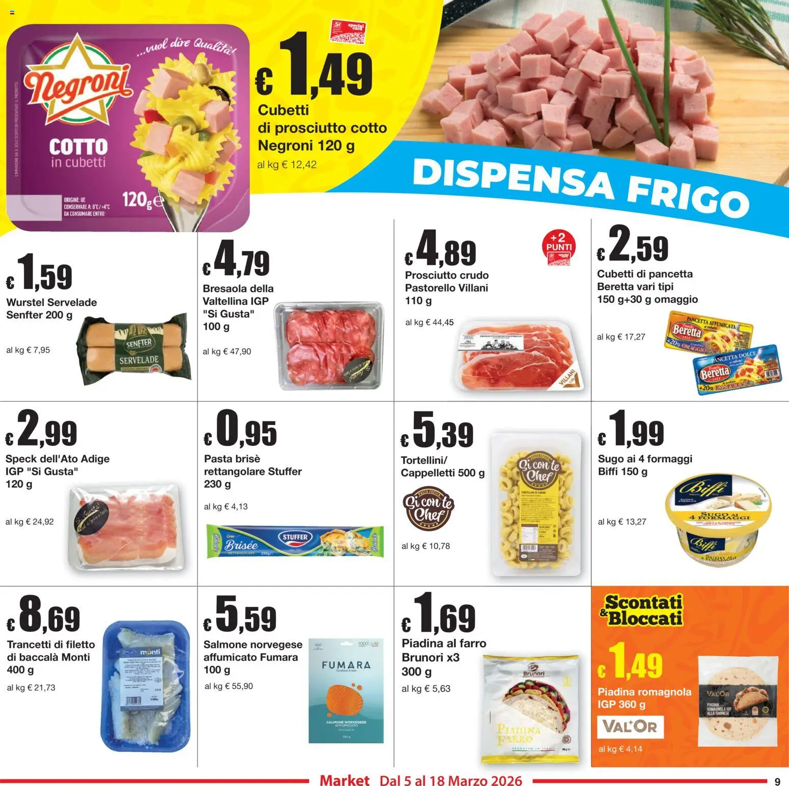 Volantino Sì con Te del 05.03.2026 | Pagina: 9 | Prodotti: Speck, Prosciutto Cotto, Wurstel, Farro