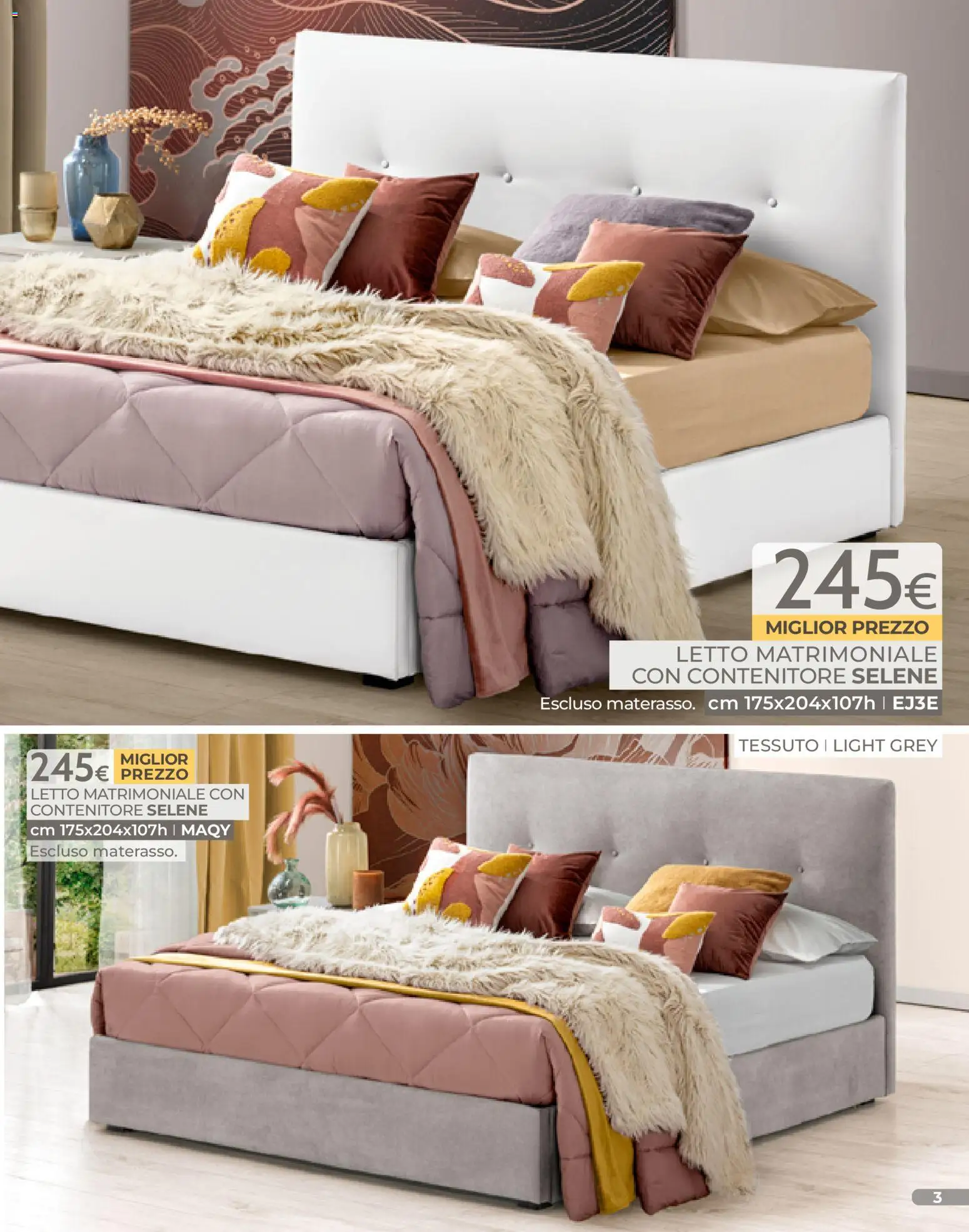 Volantino Mondo Convenienza del 04.01.2026 | Pagina: 3 | Prodotti: Letto matrimoniale, Contenitore, Letto