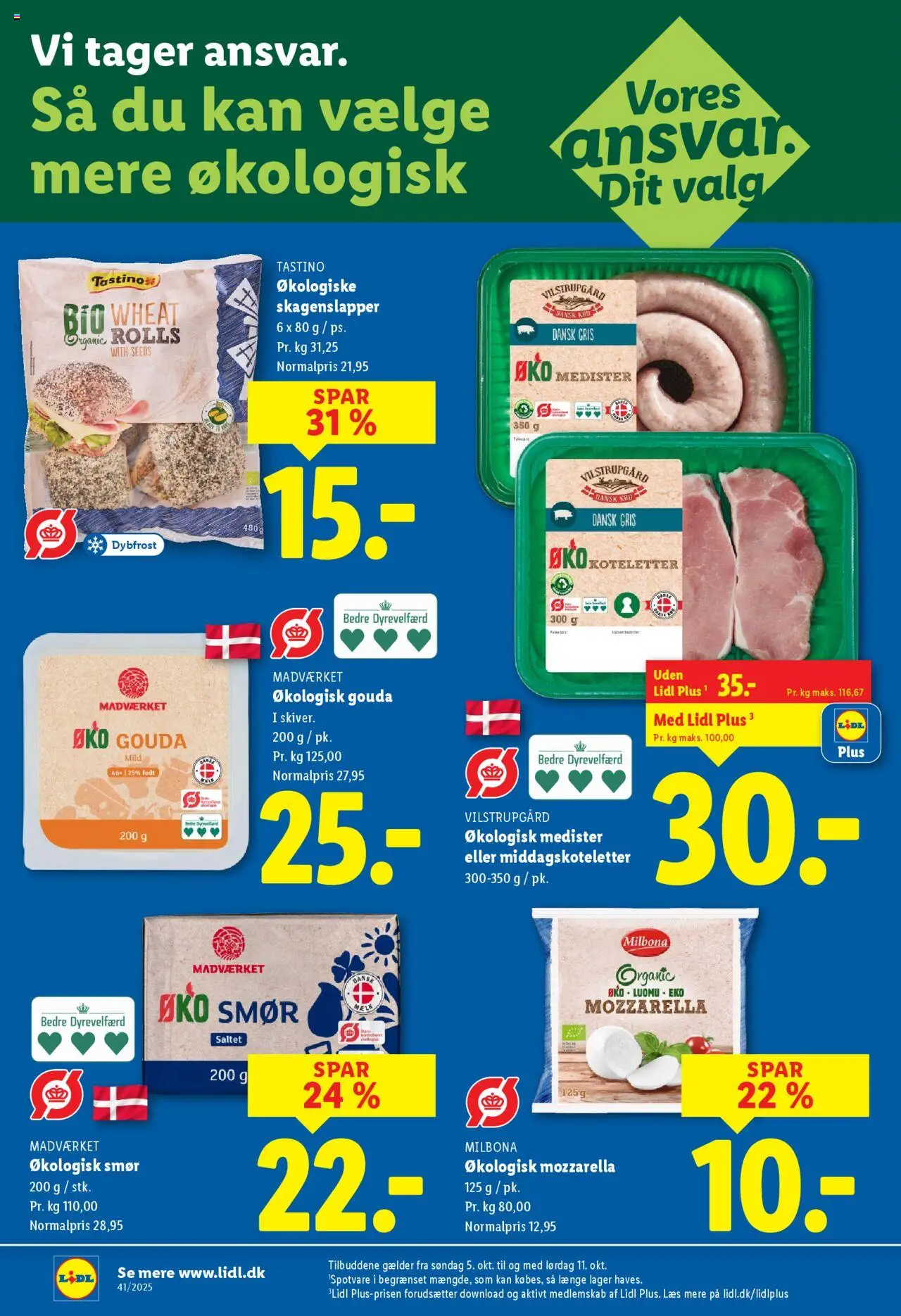 Lidl tilbudsavis – gyldig fra 05.10.2025 | Side: 20 | Produkter: Smør, Koteletter, Mozzarella, Søm