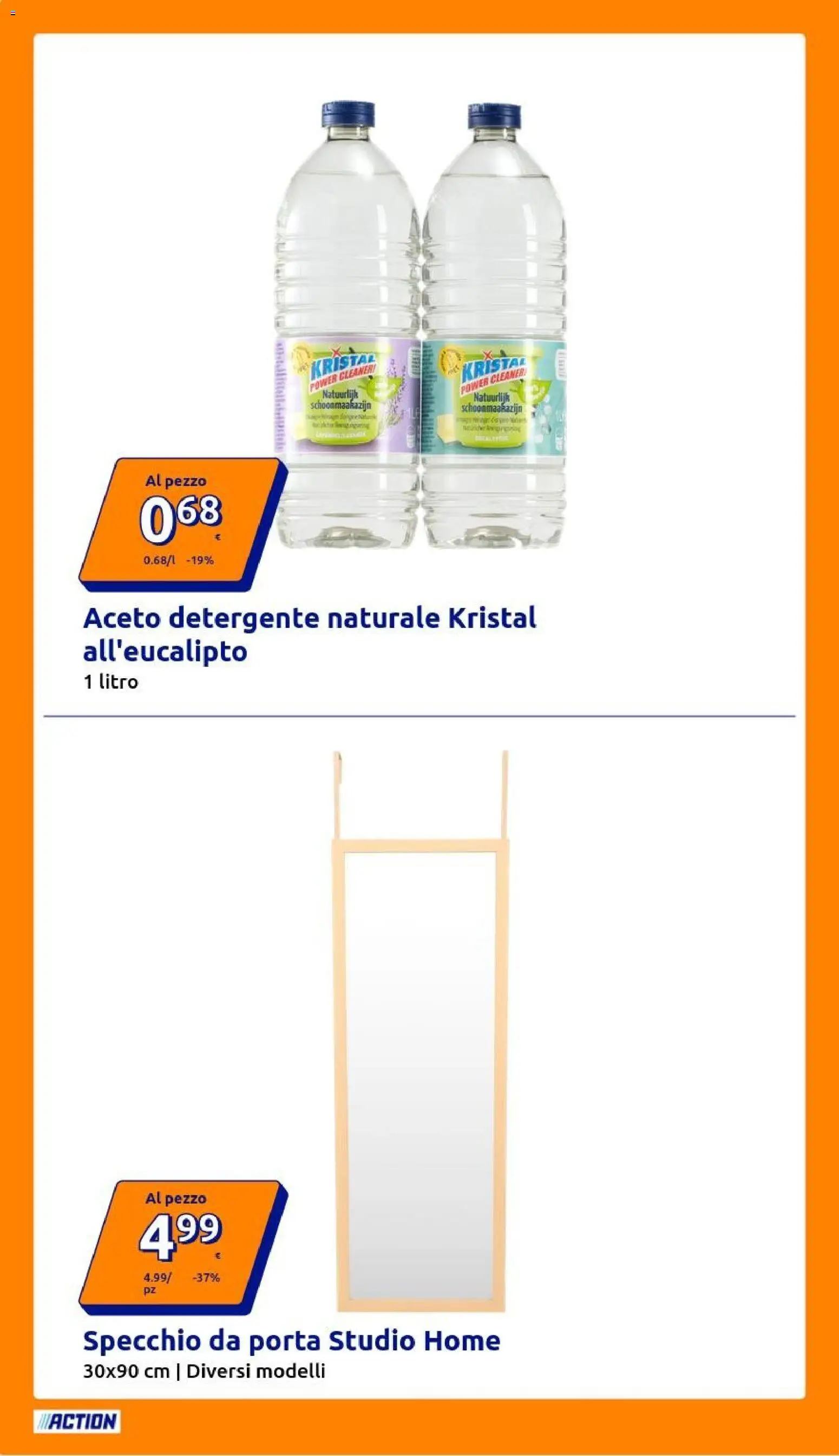 Volantino Action del 01.04.2026 | Pagina: 2 | Prodotti: Detergente, Aceto, Specchio