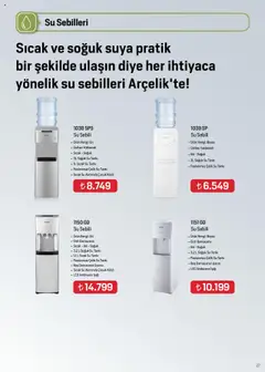 Arçelik İklimlendirme Kataloğu - 16.07.2025 tarihinden itibaren geçerlidir | Sayfa: 28 | Ürünler: Su, Su sebili