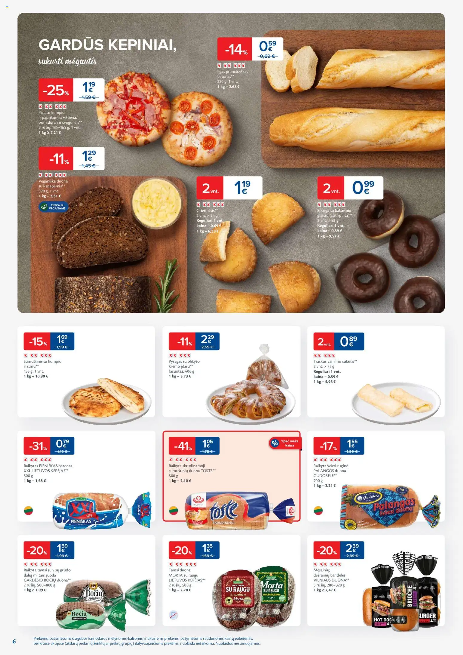 MAXIMA akcijos nuo 29.12.2025 | Puslapis: 6 | Prekių: Batonas, Bandelės, Pyragas, Pica