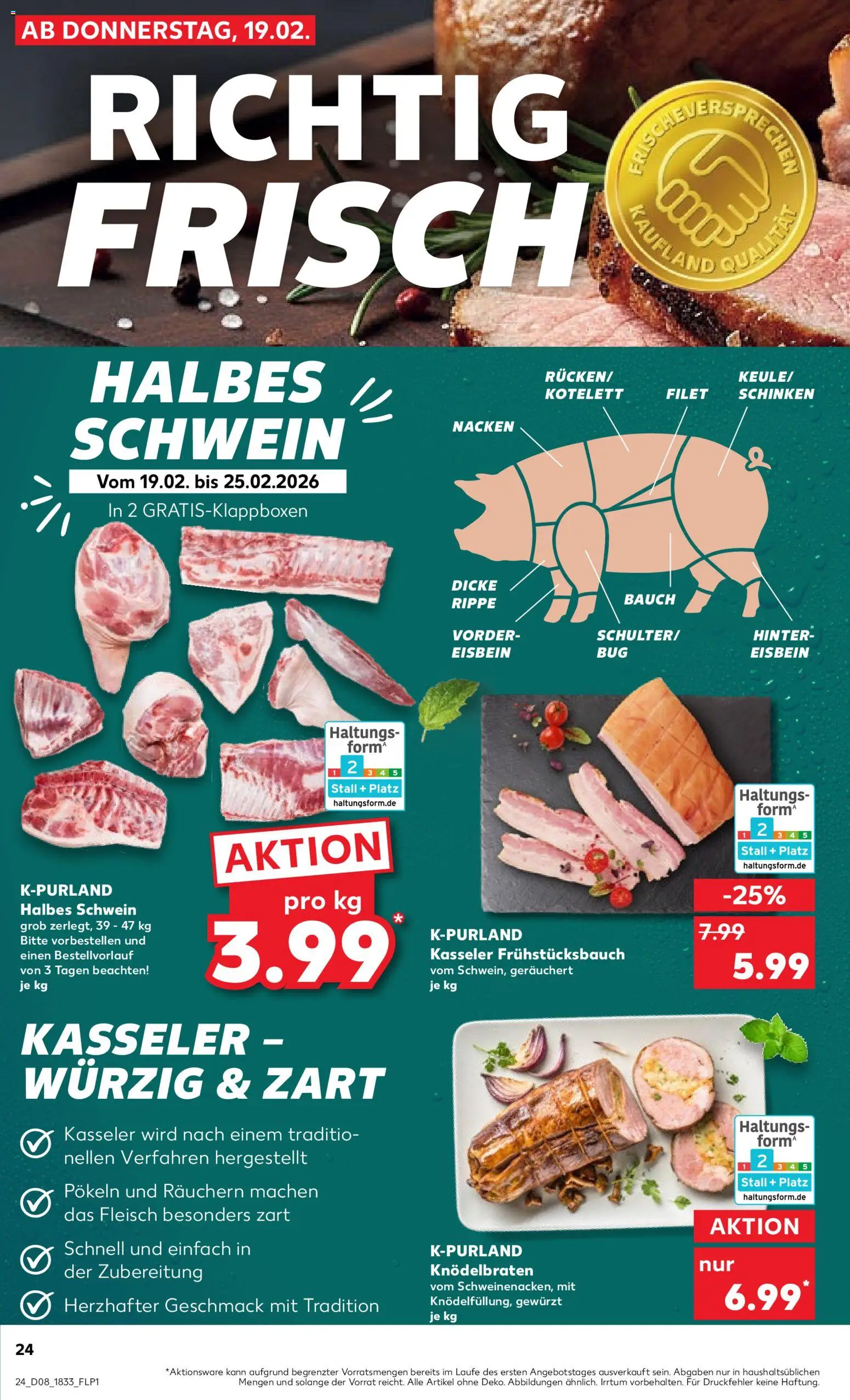 Kaufland prospekt Bremen	 – gültig ab 19.02.2026 | Seite: 24 | Produkte: Schinken, Fleisch