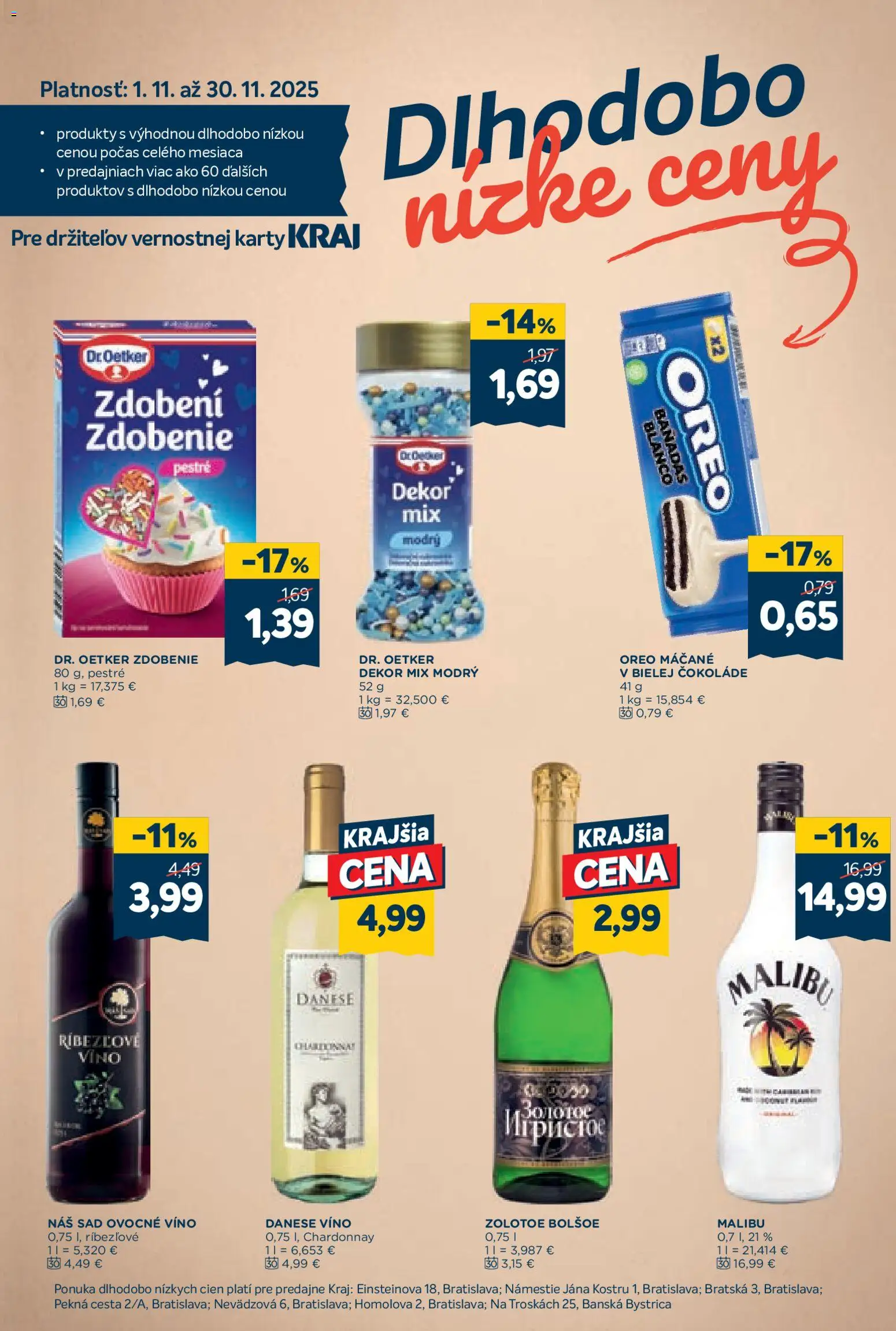 Nové Kraj akcie – leták je platný od 30.10.2025 | Strana: 15 | Produkty: Víno, Ríbezľové víno, Malibu