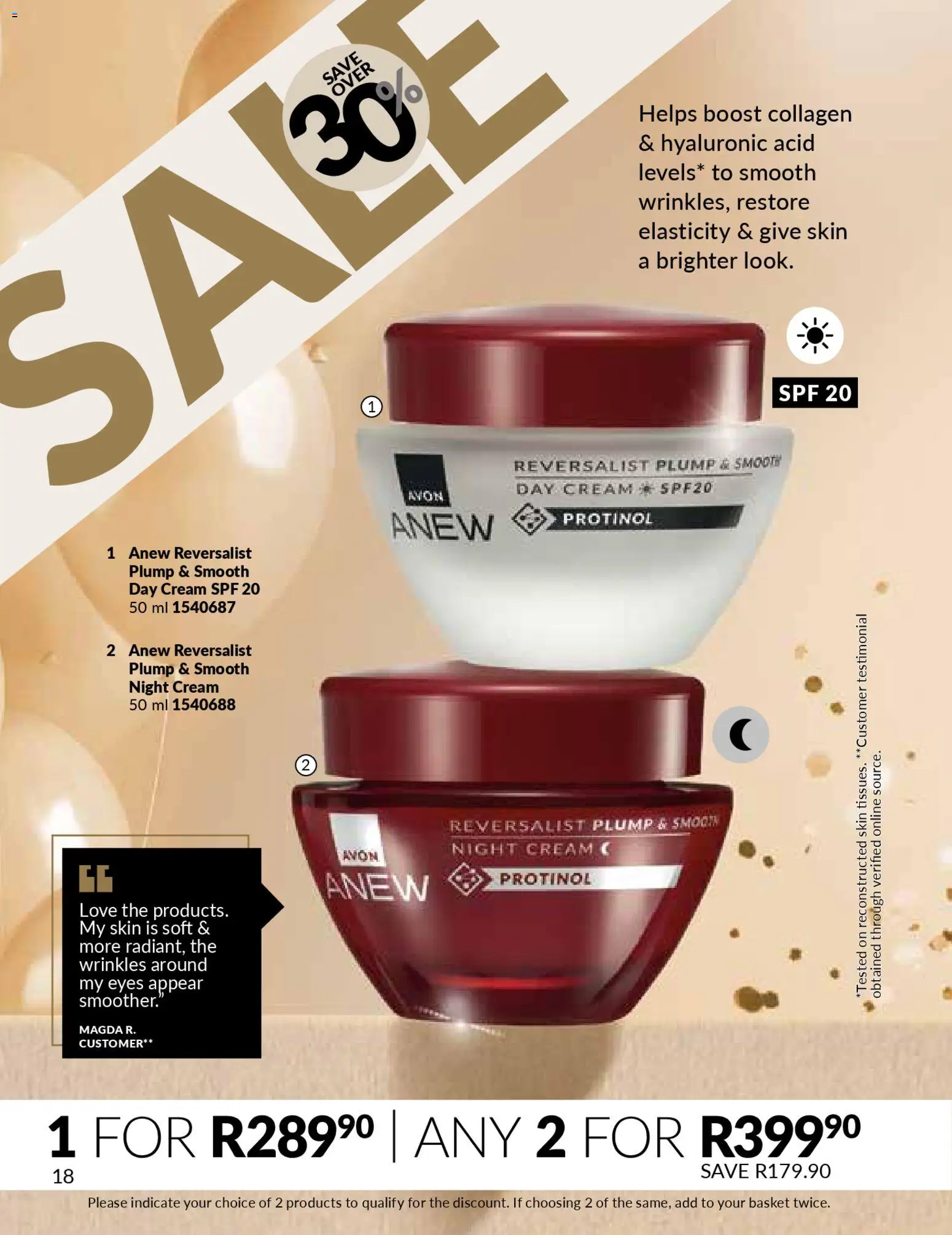 New Avon catalogue – valid from 01.01.2026 | Page: 18 | Products: Basket, Cream, Night cream, Day cream