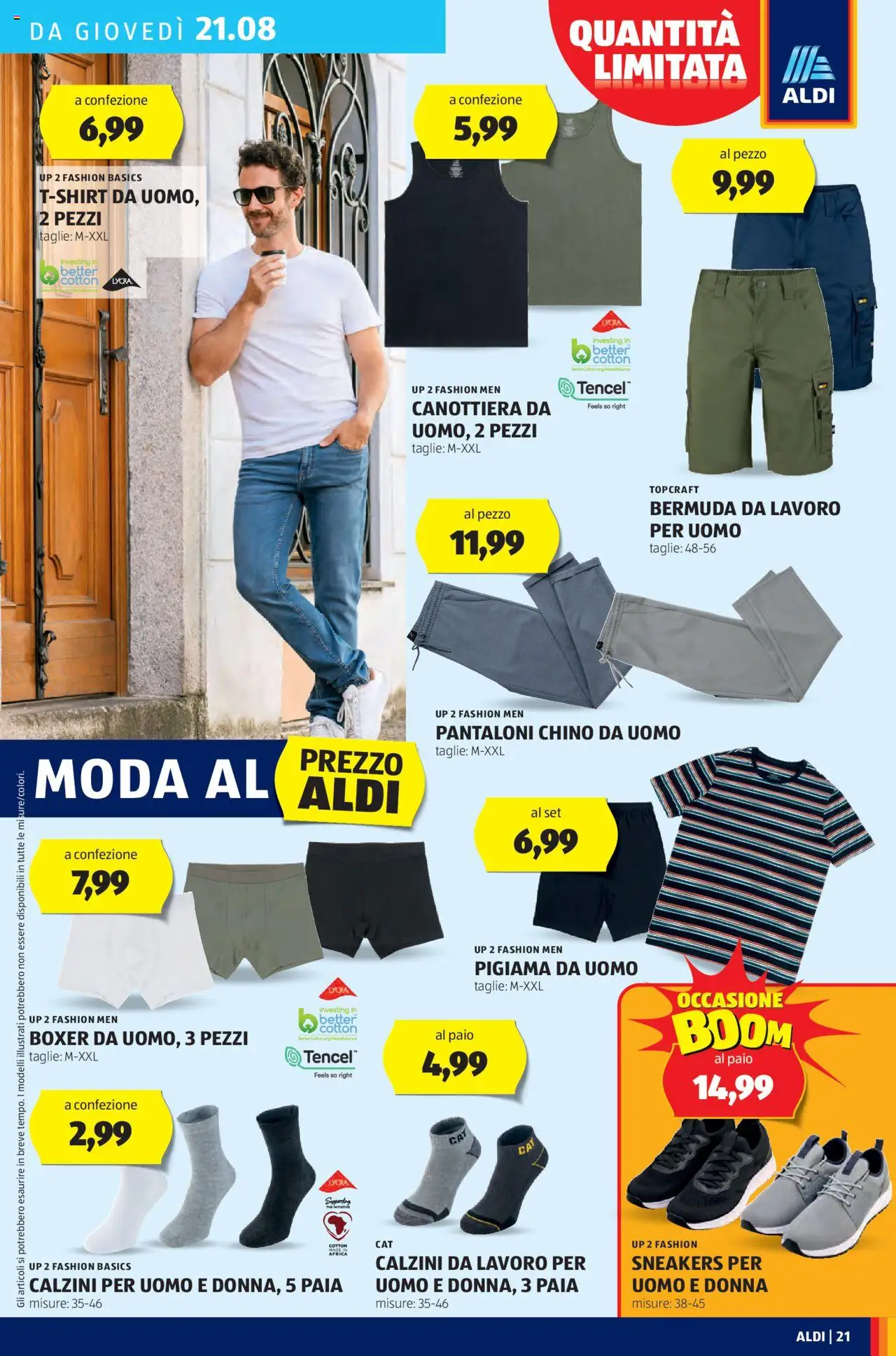 Volantino Aldi del 18.08.2025 | Pagina: 21 | Prodotti: Pantaloni, Boxer, Sneakers, T-shirt