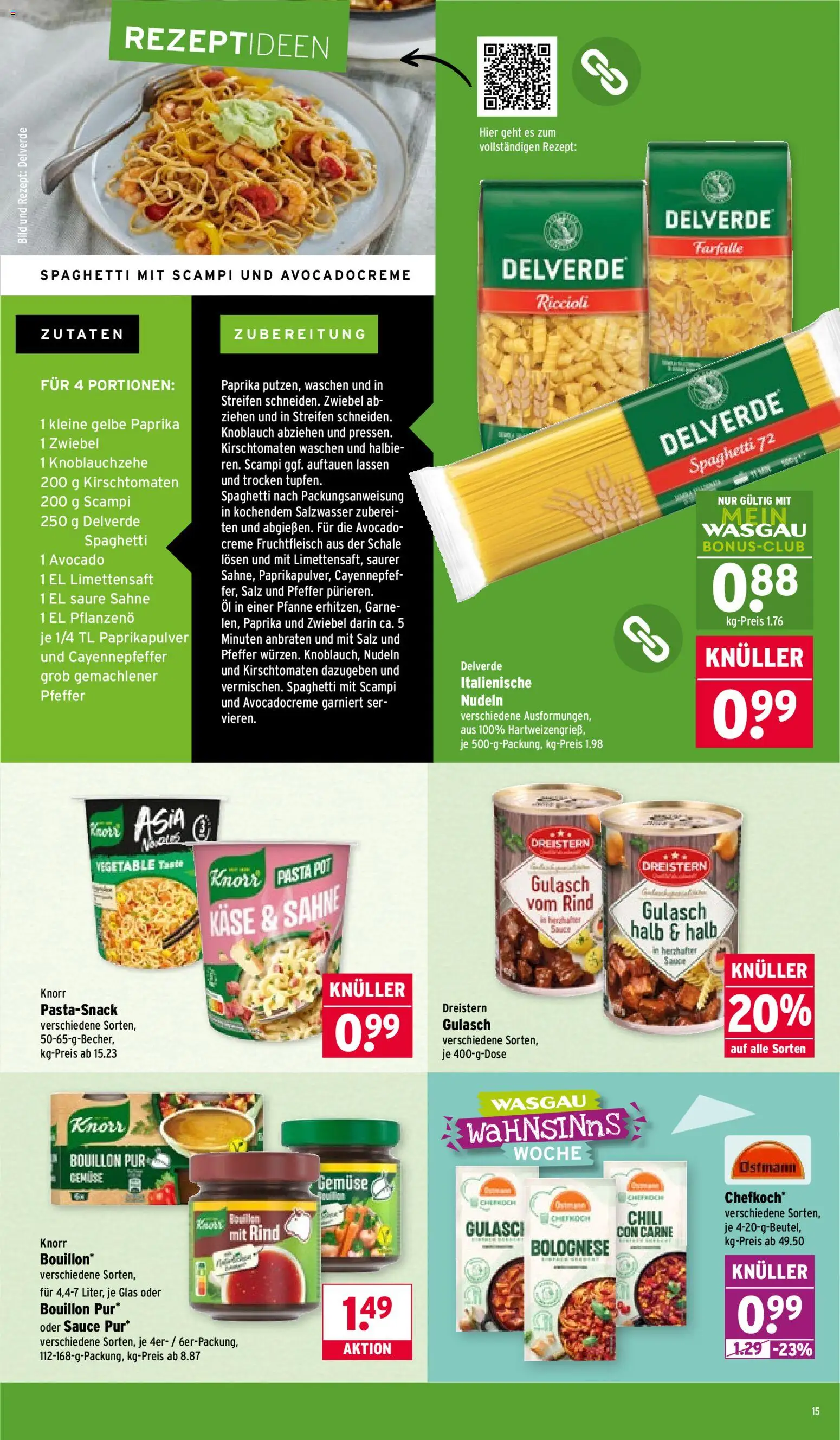 Wasgau Prospekt 	 – gültig ab 02.02.2026 | Seite: 15 | Produkte: Paprika, Knoblauch, Nudeln, Sahne
