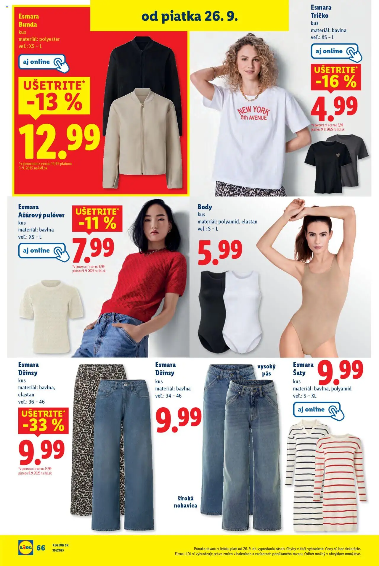 Nové Lidl akcie – leták je platný od 22.09.2025 | Strana: 95 | Produkty: Šaty, Tričko, Bunda