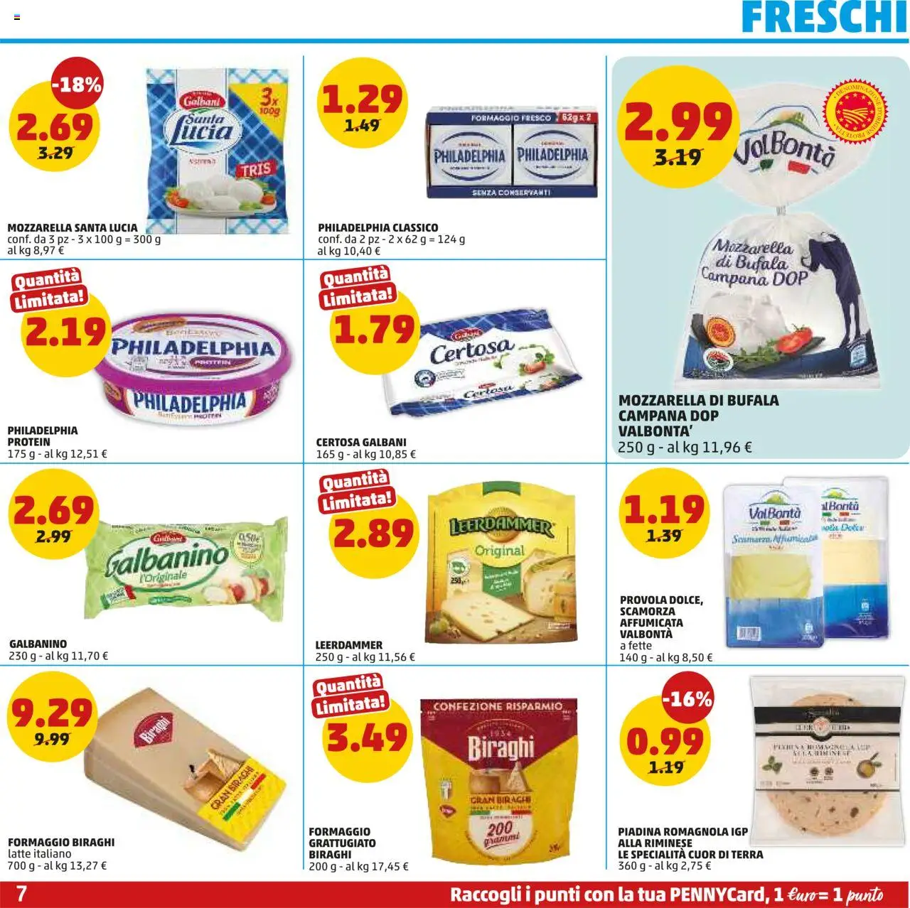 Volantino PENNY del 25.09.2025 | Pagina: 7 | Prodotti: Mozzarella, Latte, Formaggio, Provola