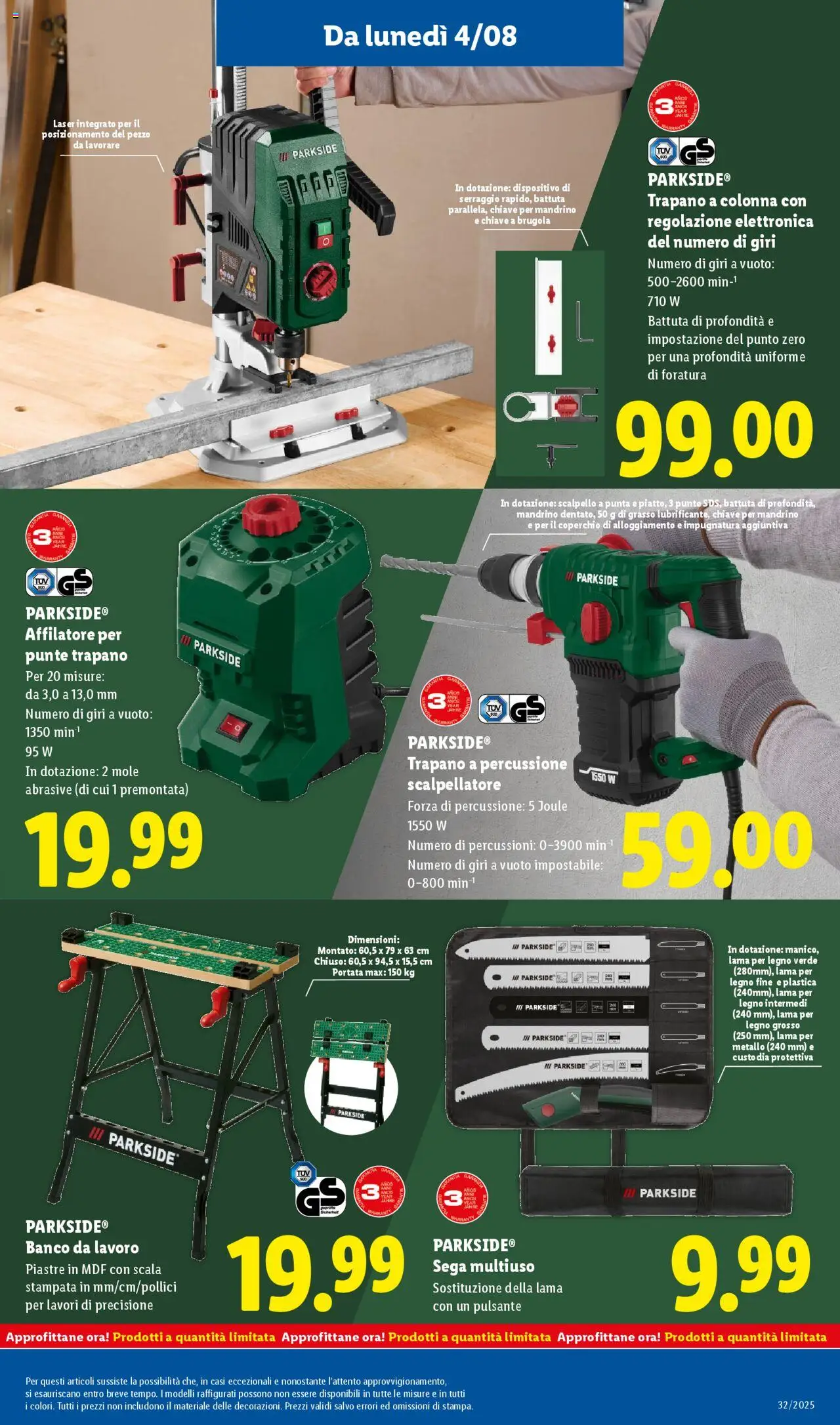 Volantino Lidl del 04.08.2025 | Pagina: 31 | Prodotti: Trapano, Scala, Sega