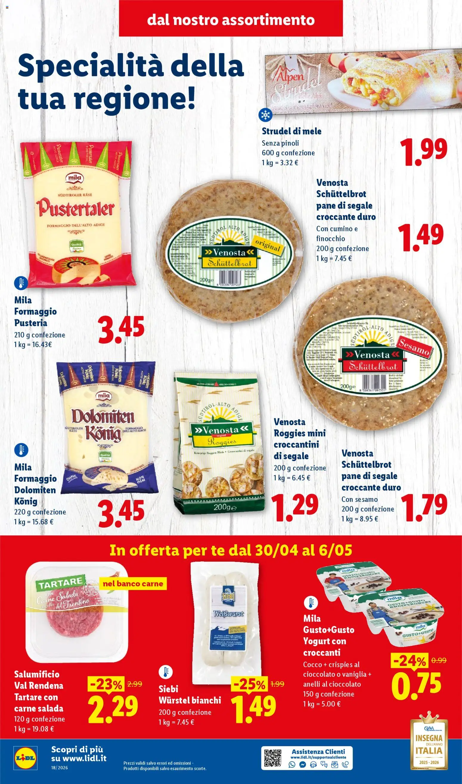 Volantino Lidl del 30.04.2026 | Pagina: 4 | Prodotti: Yogurt, Pane, Tè, Formaggio
