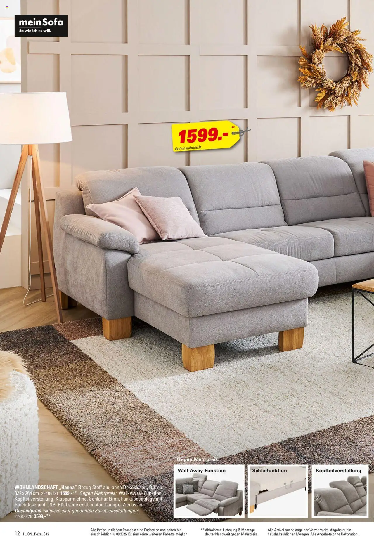 Höffner - Polster Spezial - gültig ab dem 30.07.2025 | Seite: 12 | Produkte: Wohnlandschaft, Sofa, Steckdose
