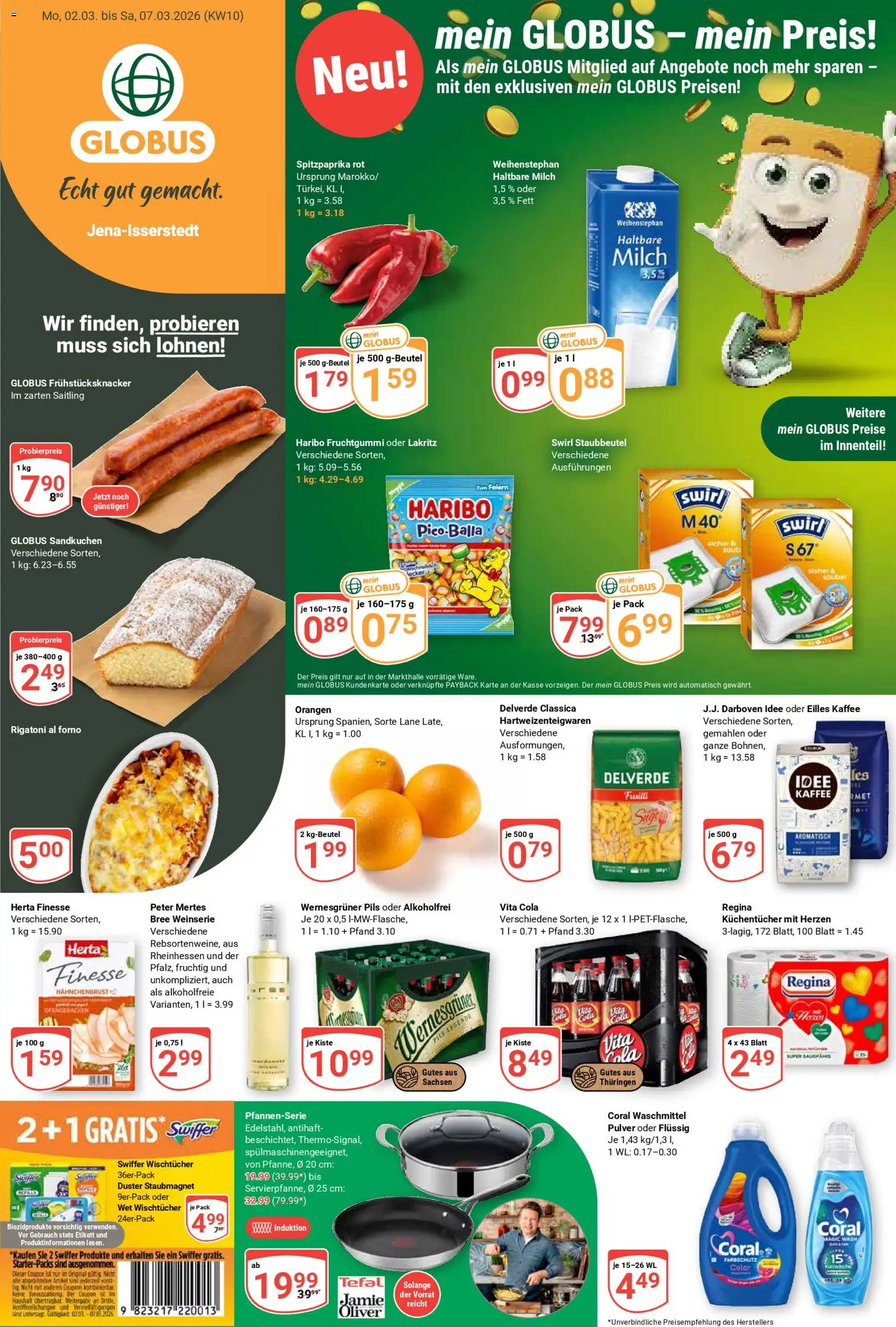 Globus Prospekt – gültig ab 02.03.2026 | Seite: 3 | Produkte: Coral, Haltbare milch, Bree, Orangen