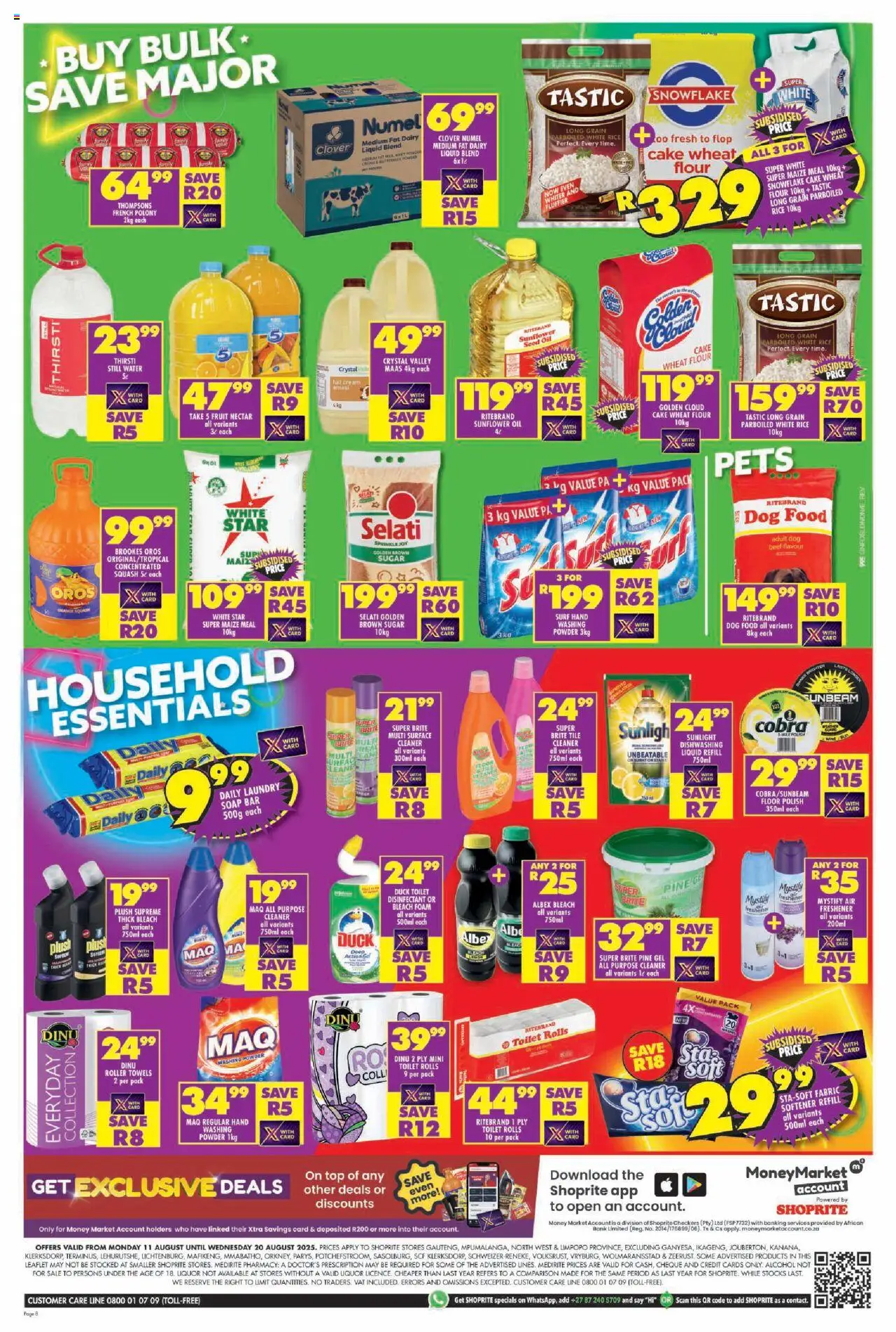 Shoprite Gauteng - Major Deals │ valid from 11.08.2025 | Page: 8 | Products: Cake, Maize meal, Beef, Fabric softener