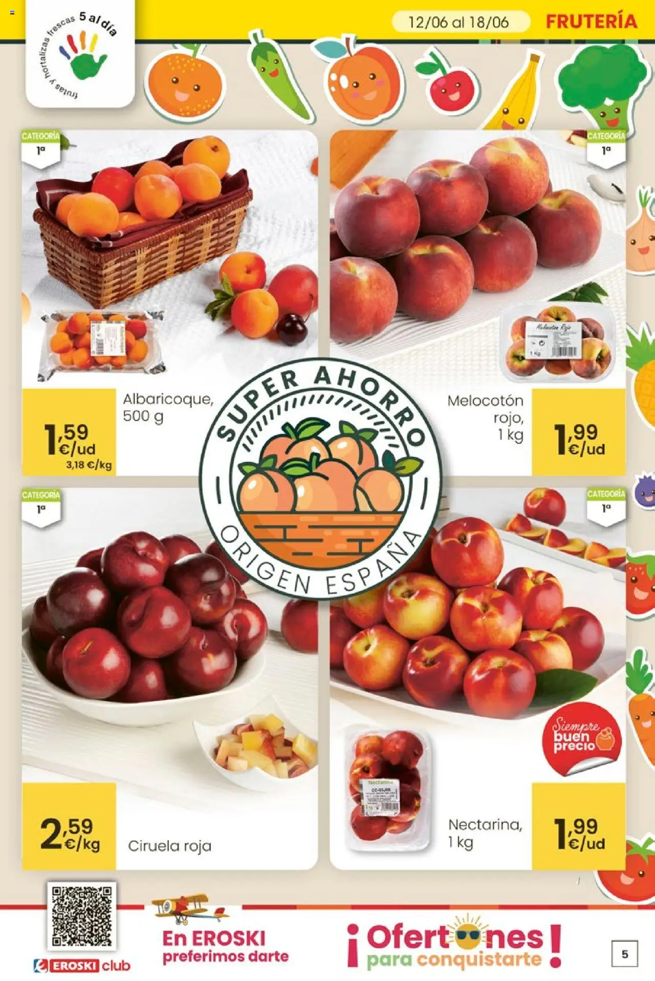 Eroski - Ofertones para conquistarte │ válido desde el 12.06.2025 | Página: 5 | Productos: Αποφλοιωτής σκόρδου, Melocotón rojo
