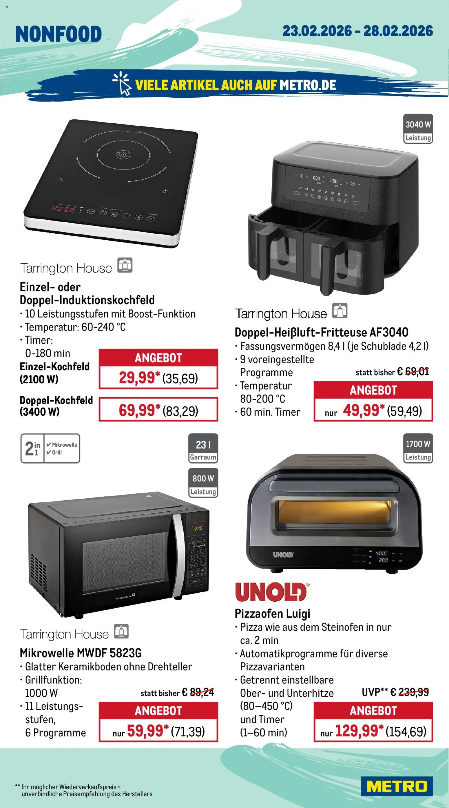 Metro Prospekt 	 – gültig ab 23.02.2026 | Seite: 20 | Produkte: Mikrowelle, Grill, Pizza