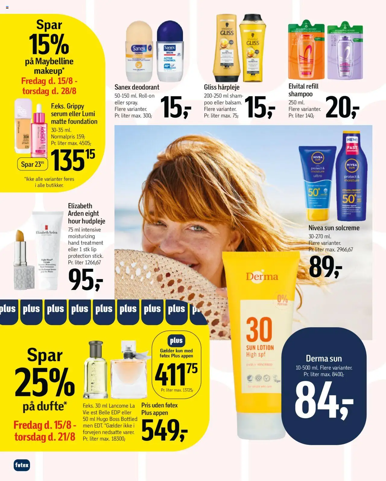 Føtex Tilbudsavis gyldig fra 15.08.2025 | Side: 40 | Produkter: Shampoo, Solcreme, Deodorant, Måtte
