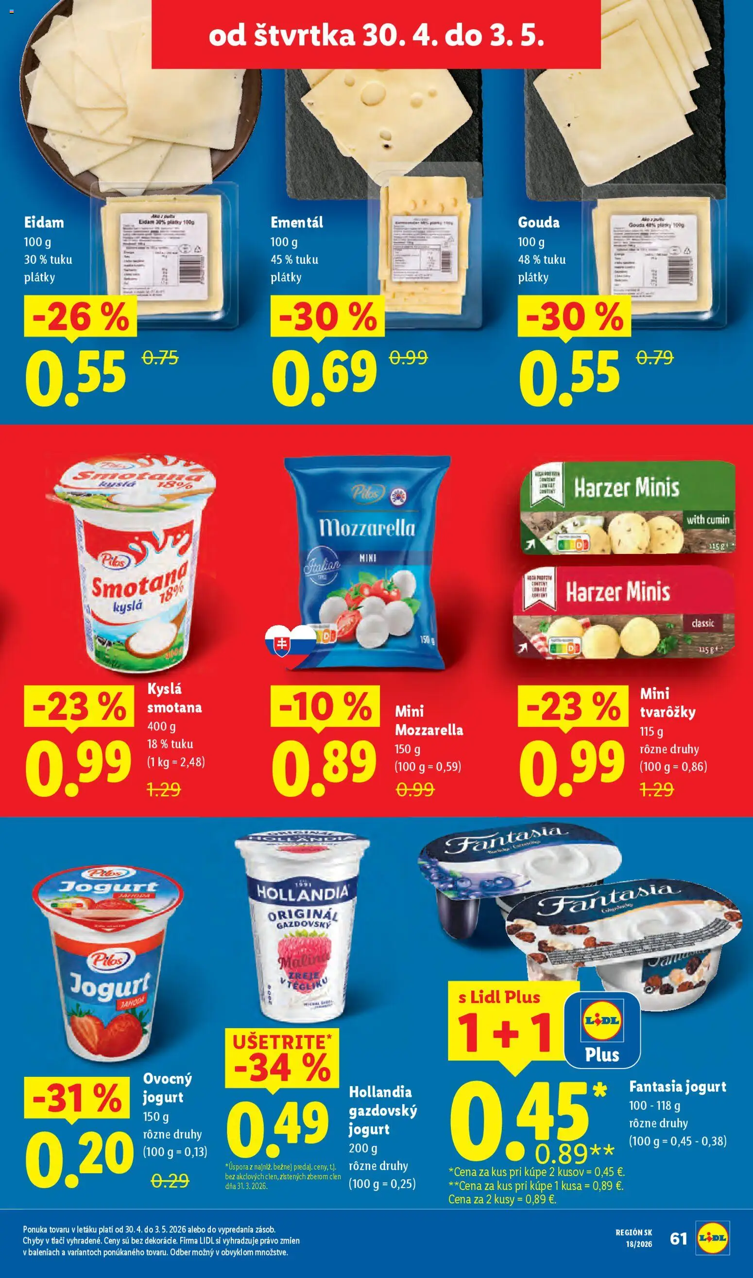 Nové Lidl akcie – leták je platný od 27.04.2026 | Strana: 65 | Produkty: Jogurt, Smotana, Gouda, Eidam