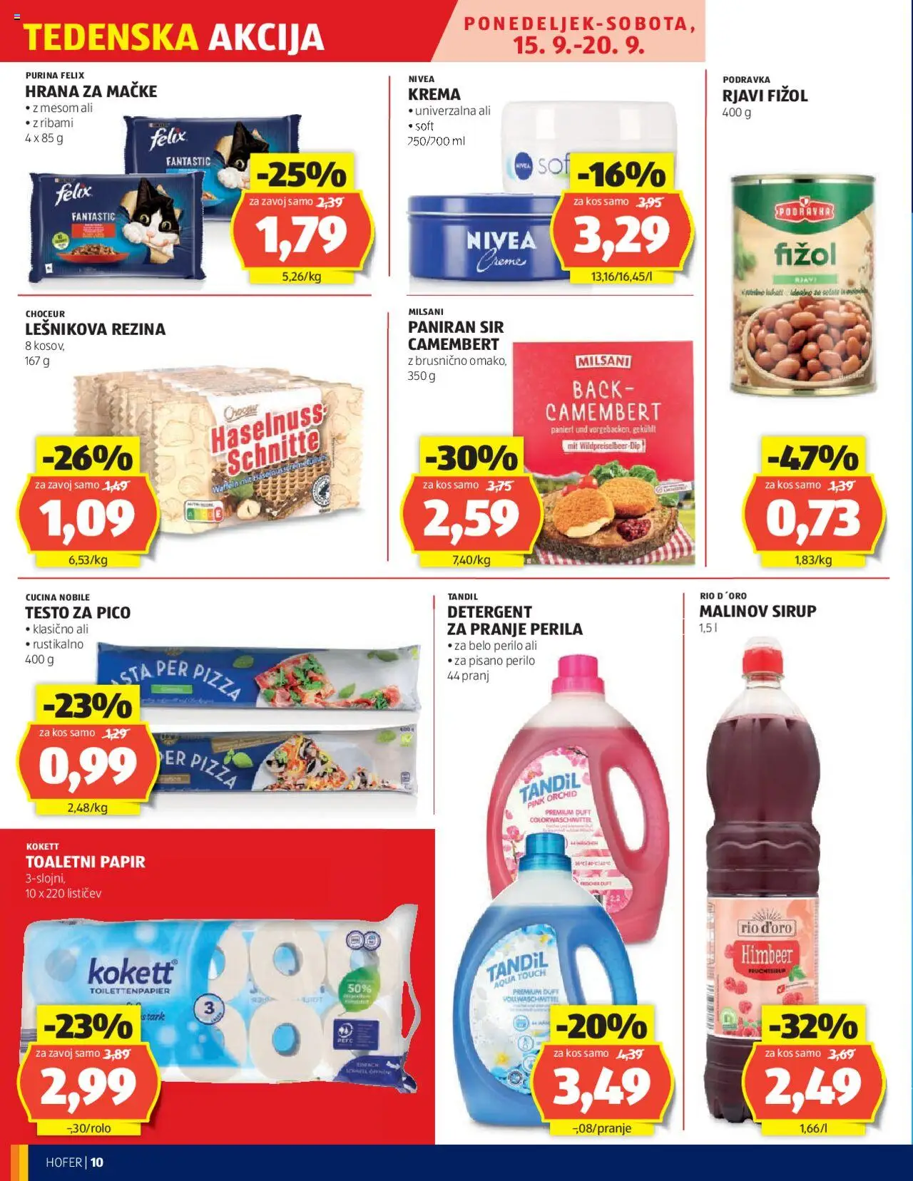 Novi Hofer katalog ponudbe – veljaven od 11.09.2025 | Stran: 10 | Izdelki: Hrana za mačke, Sirup, Krema, Sir
