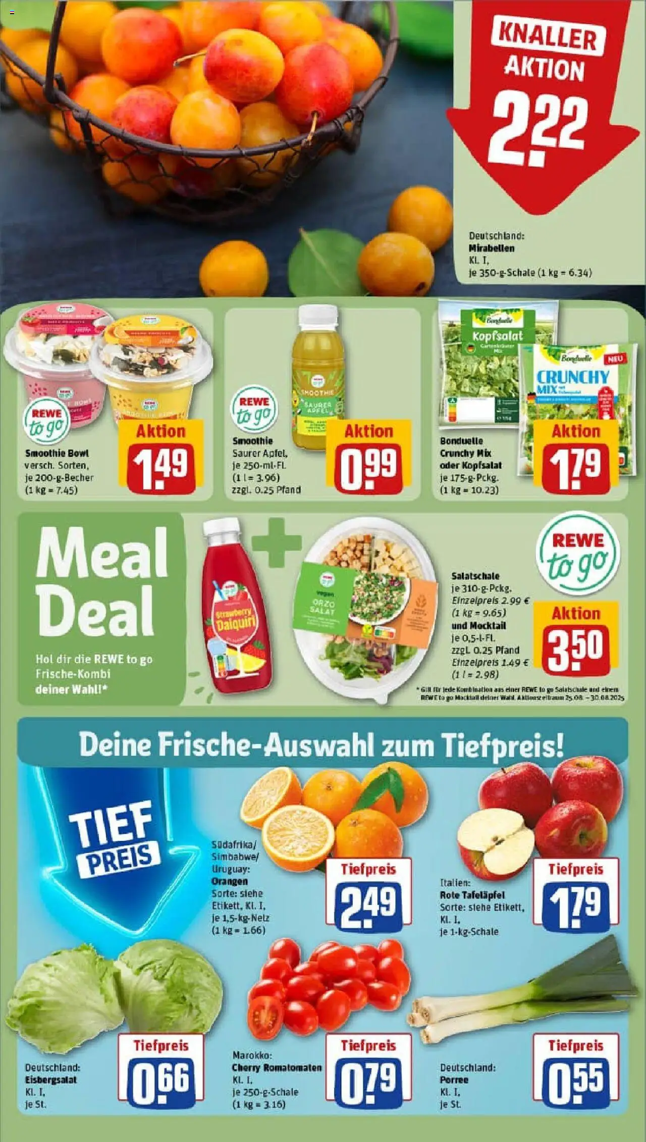Rewe prospekt Templin	 - gültig ab dem 24.08.2025 | Seite: 6 | Produkte: Äpfel, Orangen, Eisbergsalat, Salat