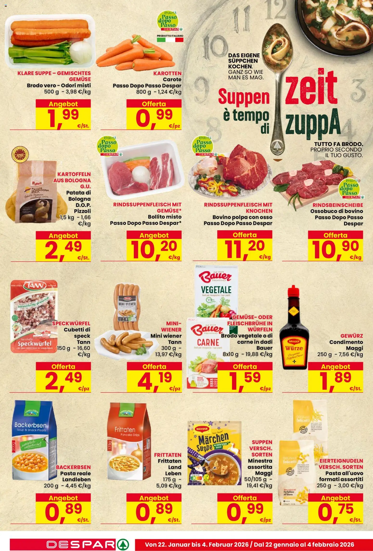 Volantino Despar del 22.01.2026 | Pagina: 6 | Prodotti: Speck, Bovino, Carote, Ossobuco