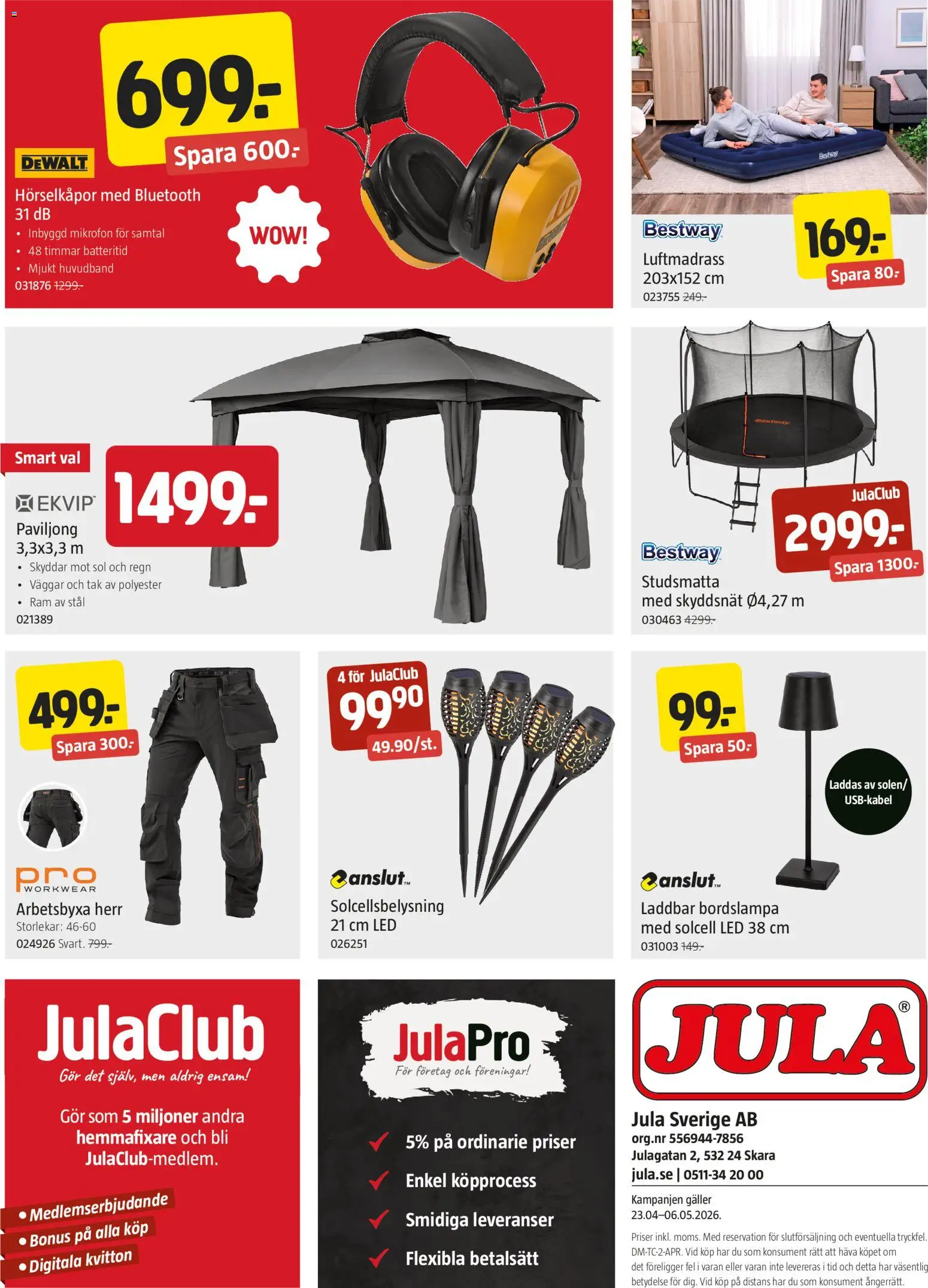 Jula reklamblad aktuell från 23.04.2026 | Sida: 8 | Produkter: Solcellsbelysning, Luftmadrass, Galler, Mikrofon
