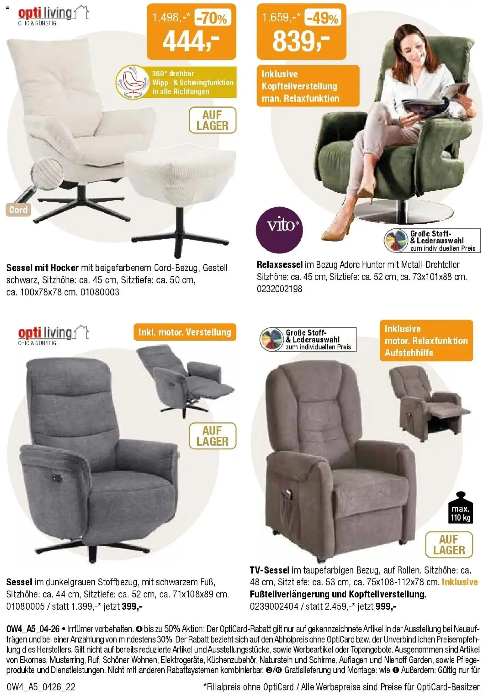 Angebote - Für Zuhause-Liebhaber – gültig ab 01.04.2026 | Seite: 22 | Produkte: Hocker, Relaxsessel, Sessel