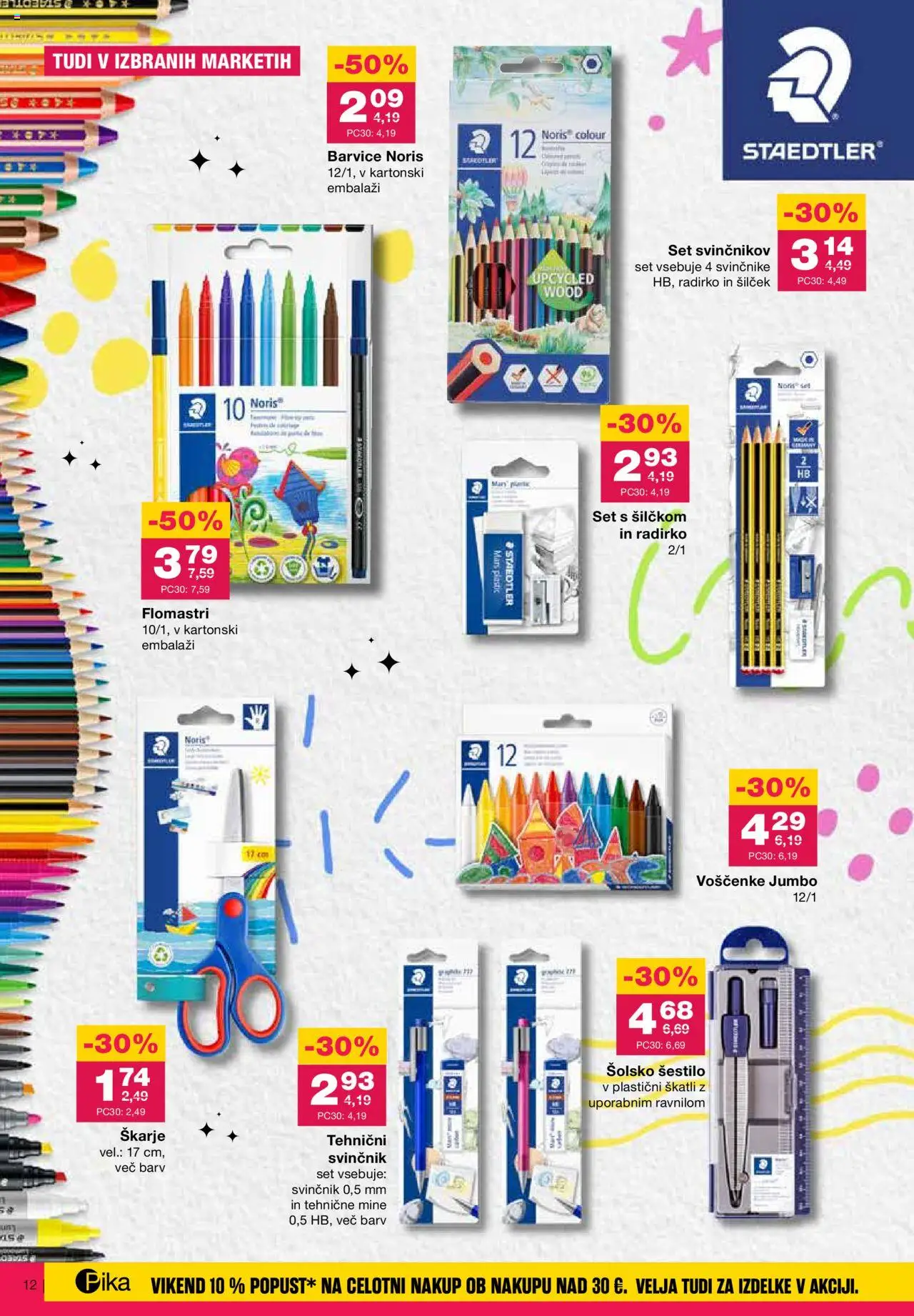 Mercator katalog veselo v šolo │ velja od 30.07.2025 | Stran: 12 | Izdelki: Barvice, Silcek, Svinčnik