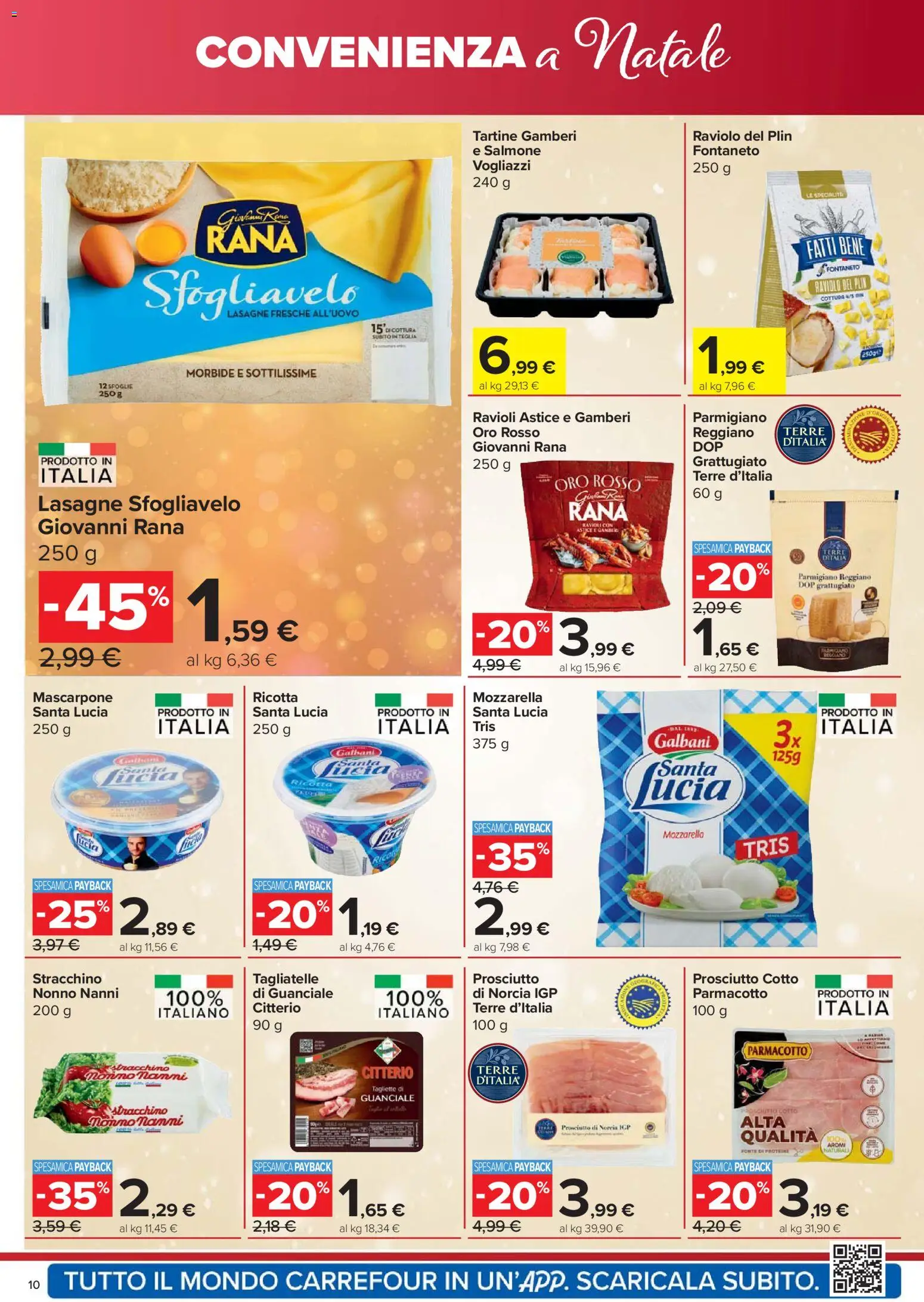 Volantino Carrefour del 18.12.2025 | Pagina: 10 | Prodotti: Salmone, Prosciutto, Stracchino, Ricotta