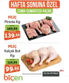 13.03.2026 tarihinden itibaren geçerli olan Biçen Market kataloğu önizlemesi | Sayfa: 2 | Ürünler: Raf, Piliç, Pirzola