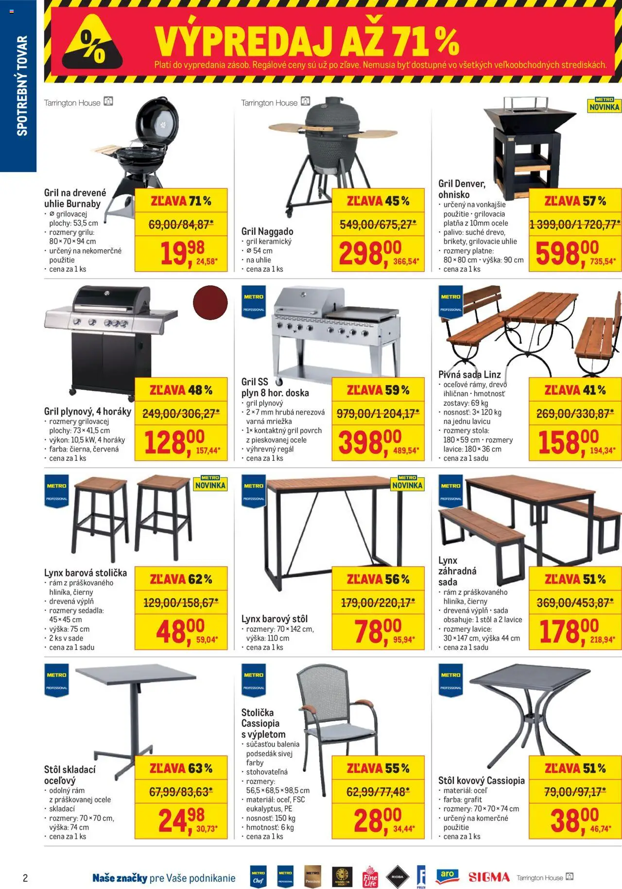 Nové Metro akcie – leták je platný od 10.09.2025 | Strana: 2 | Produkty: Gril, Barová stolička, Regál, Stôl