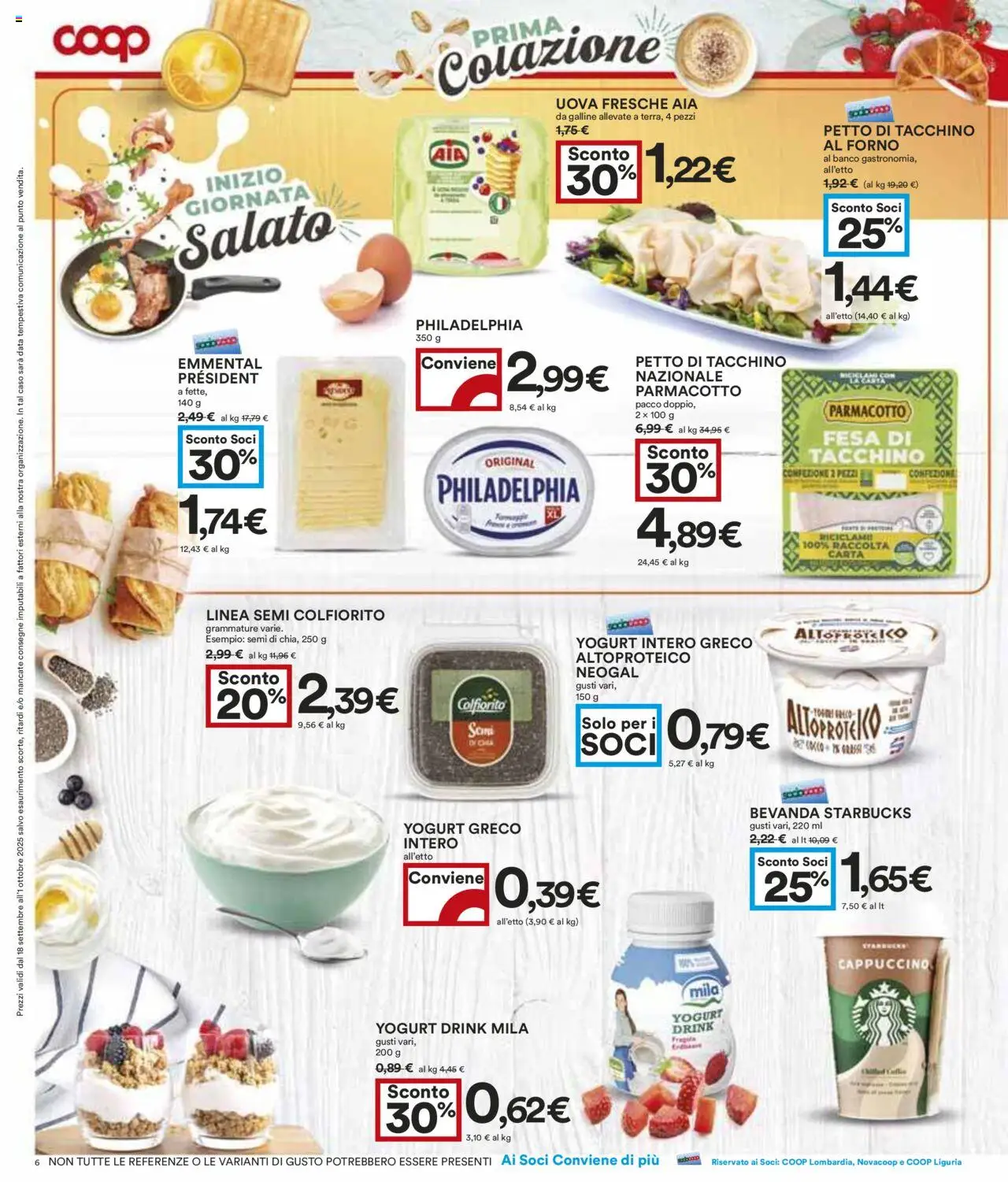 Volantino COOP del 18.09.2025 | Pagina: 6 | Prodotti: Uova, Tacchino, Data, Forno