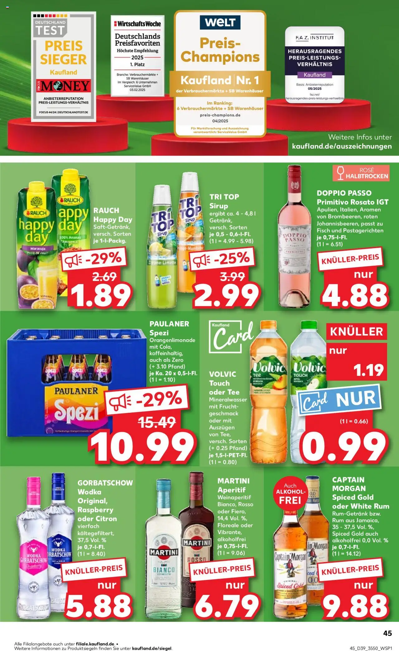 Kaufland prospekt Berlin	 – gültig ab 25.09.2025 | Seite: 45 | Produkte: Doppio passo primitivo, Sirup, Vodka, Tee