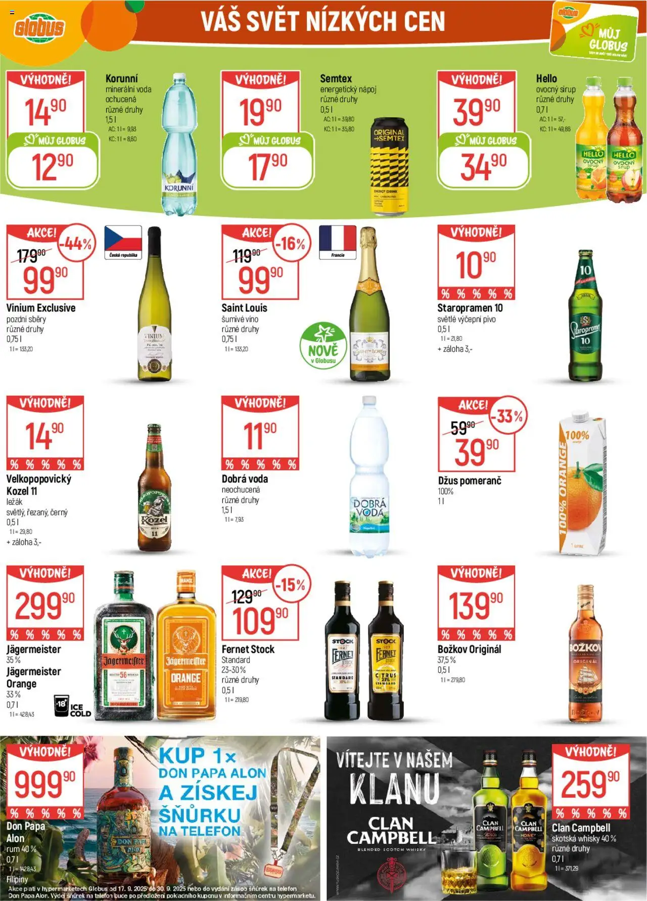 Globus leták od 17.09.2025 | Strana: 22 | Produkty: Dobrá voda, Džus, Telefon, Sirup