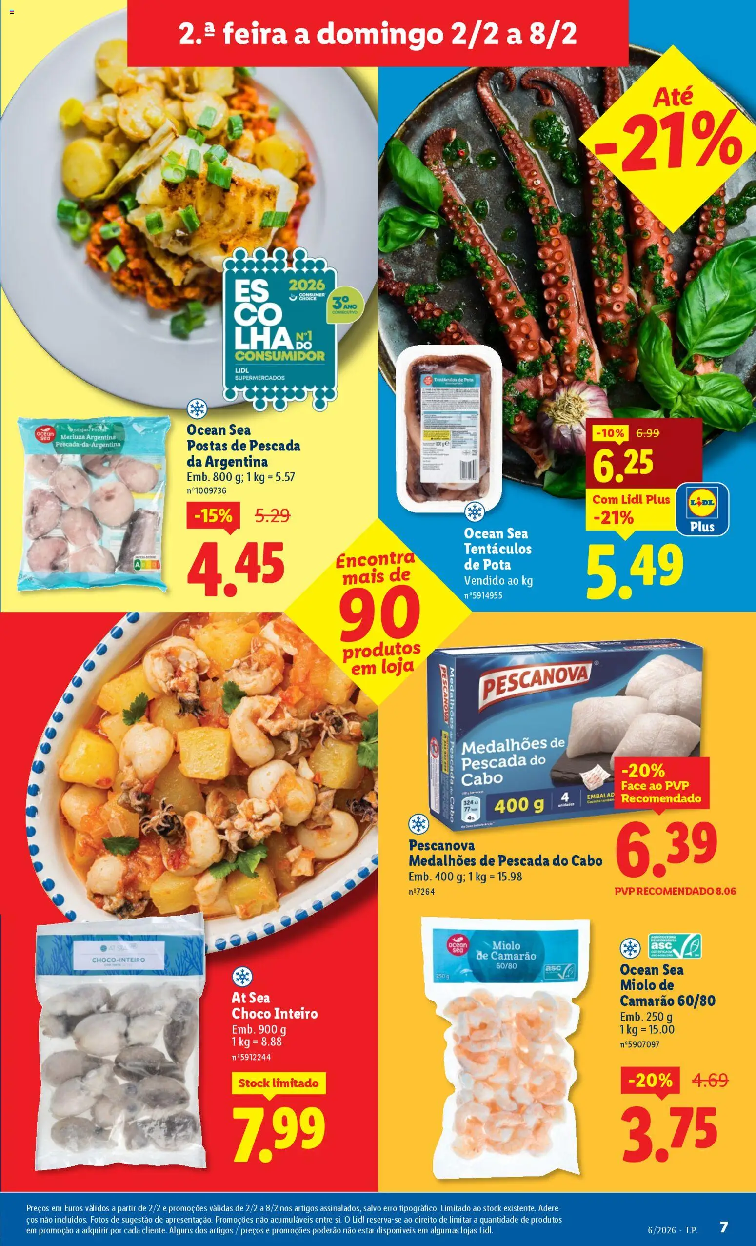 Lidl folheto │ válido de 02.02.2026 | Página: 7 | Produtos: Pescada, Tinta, Camarão, Pescada do cabo