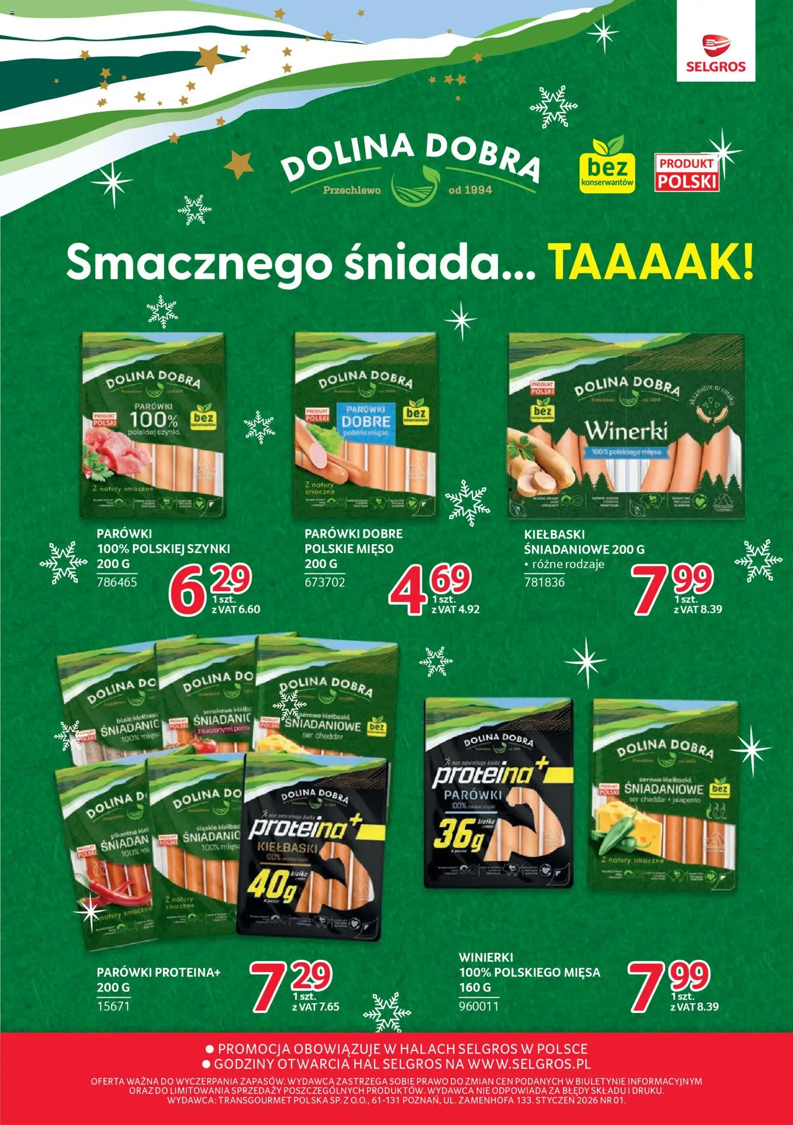 Selgros cash&carry Gazetka - Markowe produkty od 08.01.2026 | Strona: 4 | Produkty: Mięso, Parówki, Kiełbaski, Cheddar