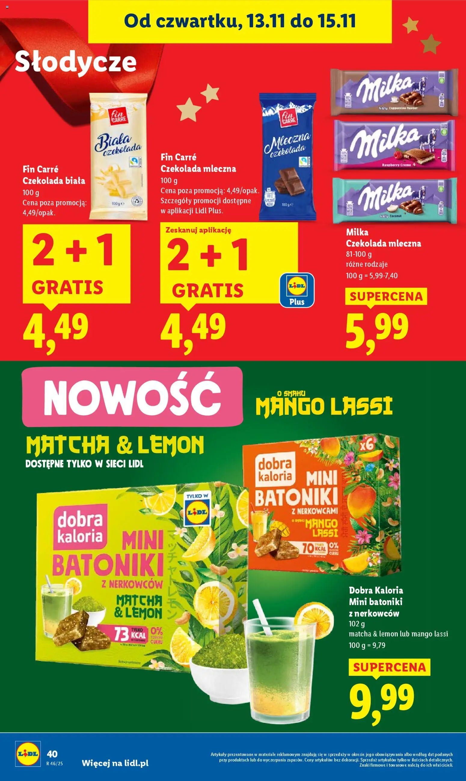Lidl Gazetka od 13.11.2025 | Strona: 40 | Produkty: Mango, Słodycze, Czekolada mleczna, Milka